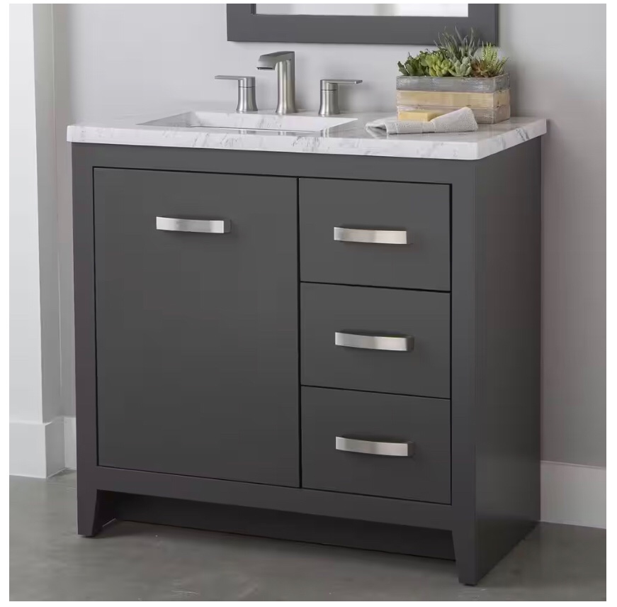 Home Decorators Collection Blakely 37 in. W x 19 in. D Bath Vanity in Shale Gray with Stone Effects Vanity Top in Lunar with White Sink