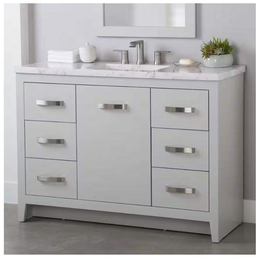 Home Decorators Collection Blakely 49 in. W x 19 in. D x 36 in. H Single Sink Bath Vanity in Sterling Gray with Lunar Cultured Marble Top