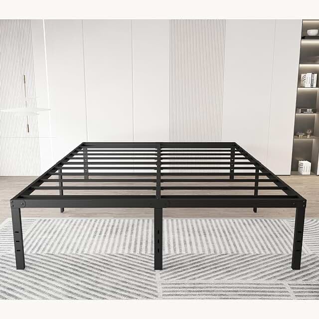 XMhongsong 14 Inch Full Bed Frame No Box Spring Needed, Heavy Duty Metal Platform Bed Frame, Easy Assembly, Noise Free, Black