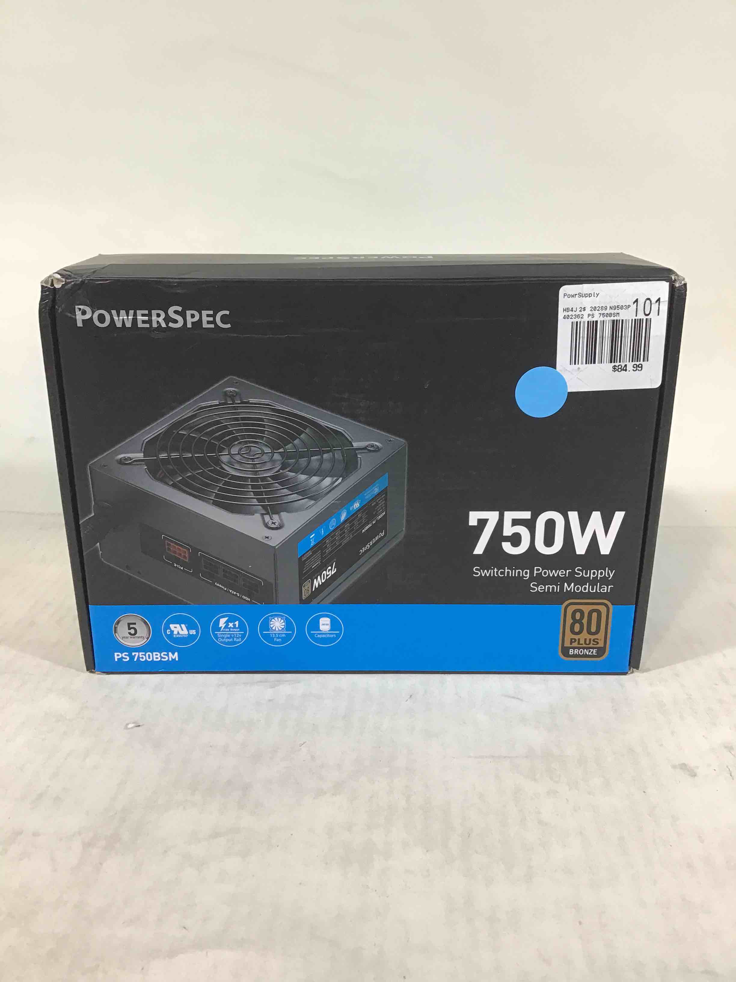 powerspec 750w power supply semi modular 80 plus bronze certified atx psu active pfc sli crossfire ready gaming pc computer switching power supply, ps 750bsm (b08yyjhnmh)