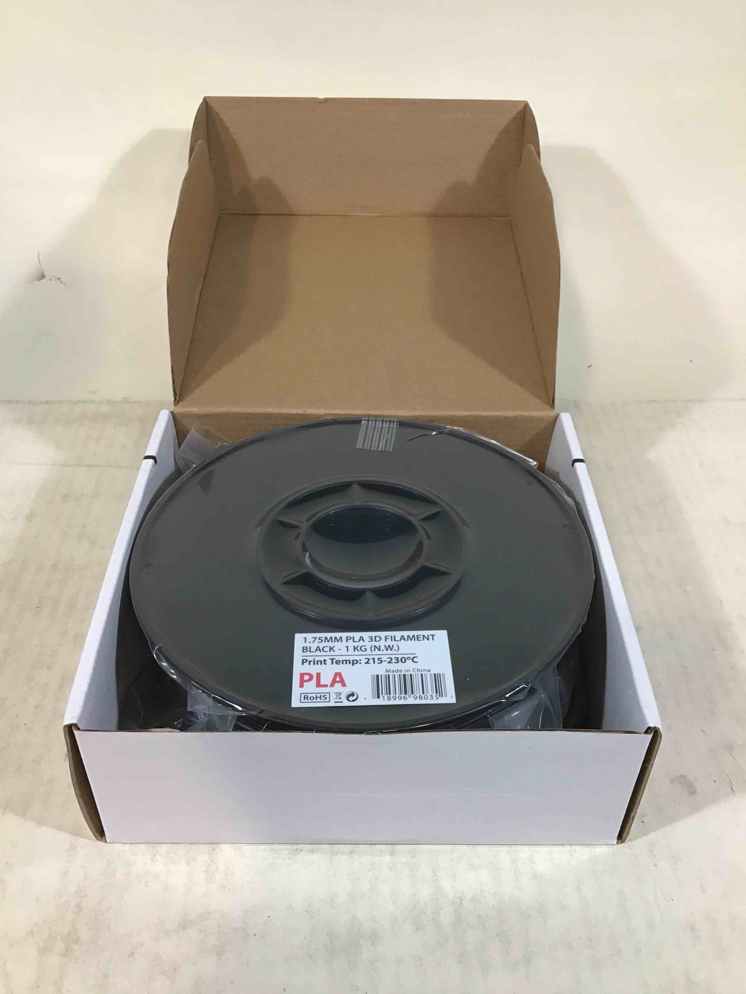 Black PLA 3D printer filament 1.75 mm 1 kg 2.2 lbs