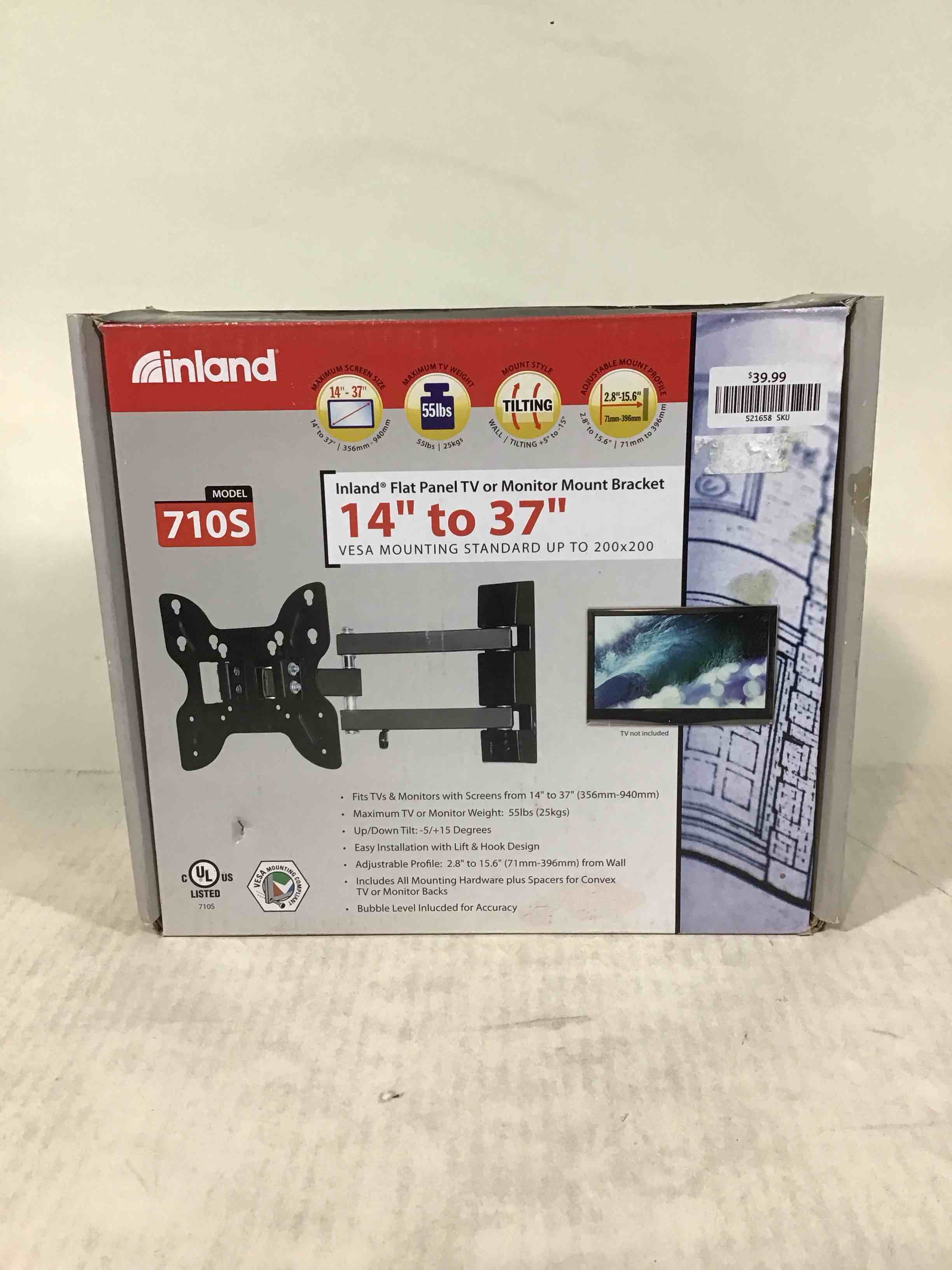 Condition photo showing As Is for Inland 14"-42" Swivel TV/Monitor Wall Mount 710S