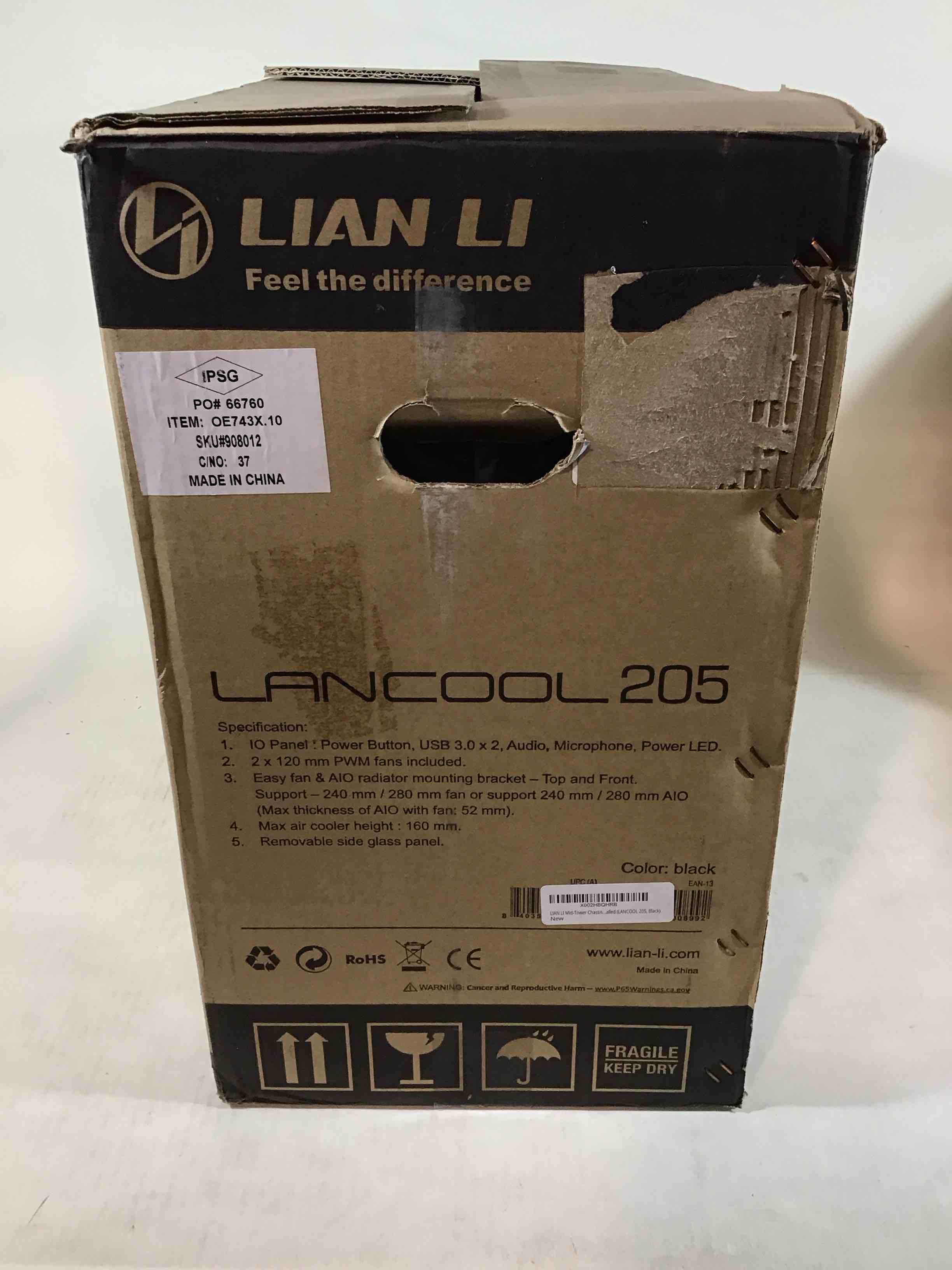 Condition photo showing New/Like New for Lian Li Lancool 205 Gaming PC Case Black