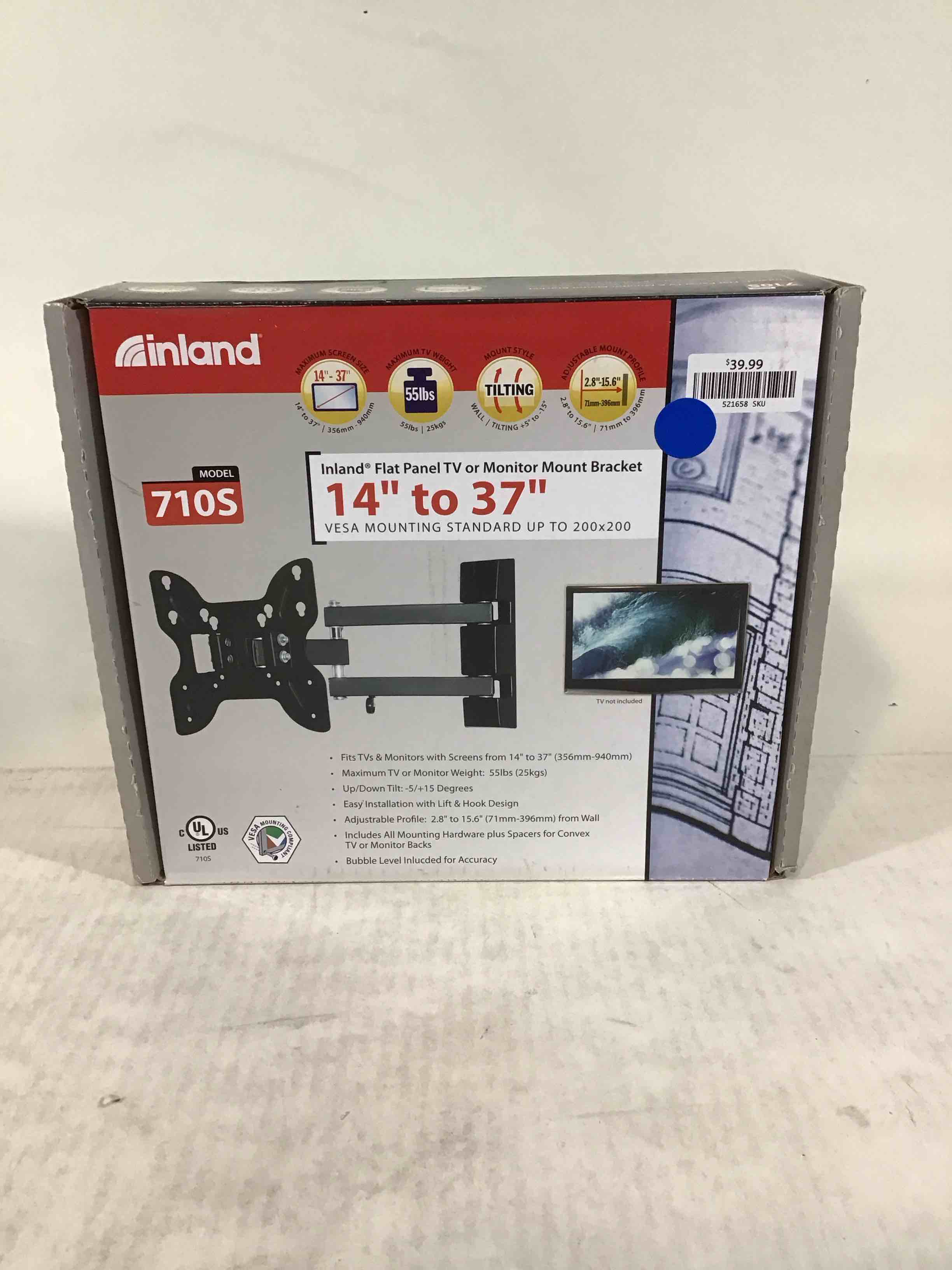 inland 14"-42" swivel tv/monitor wall mount 710s
