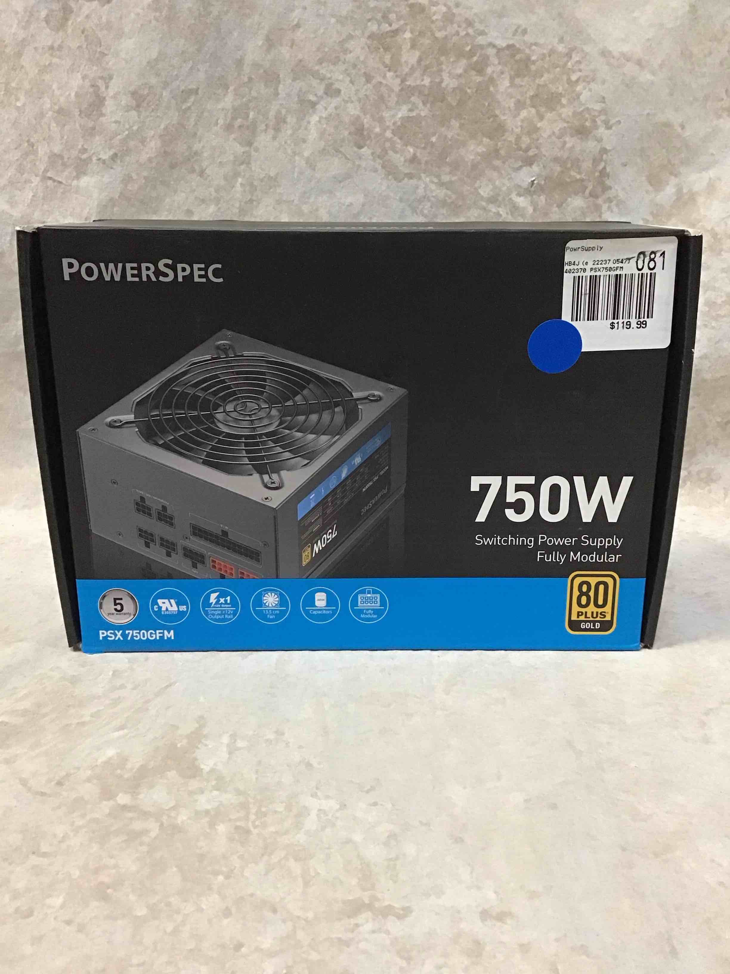 powerspec 750 watt 80 plus gold fully modular atx power supply active pfc psu sli crossfire ready computer switching power supply  ps 750gfm