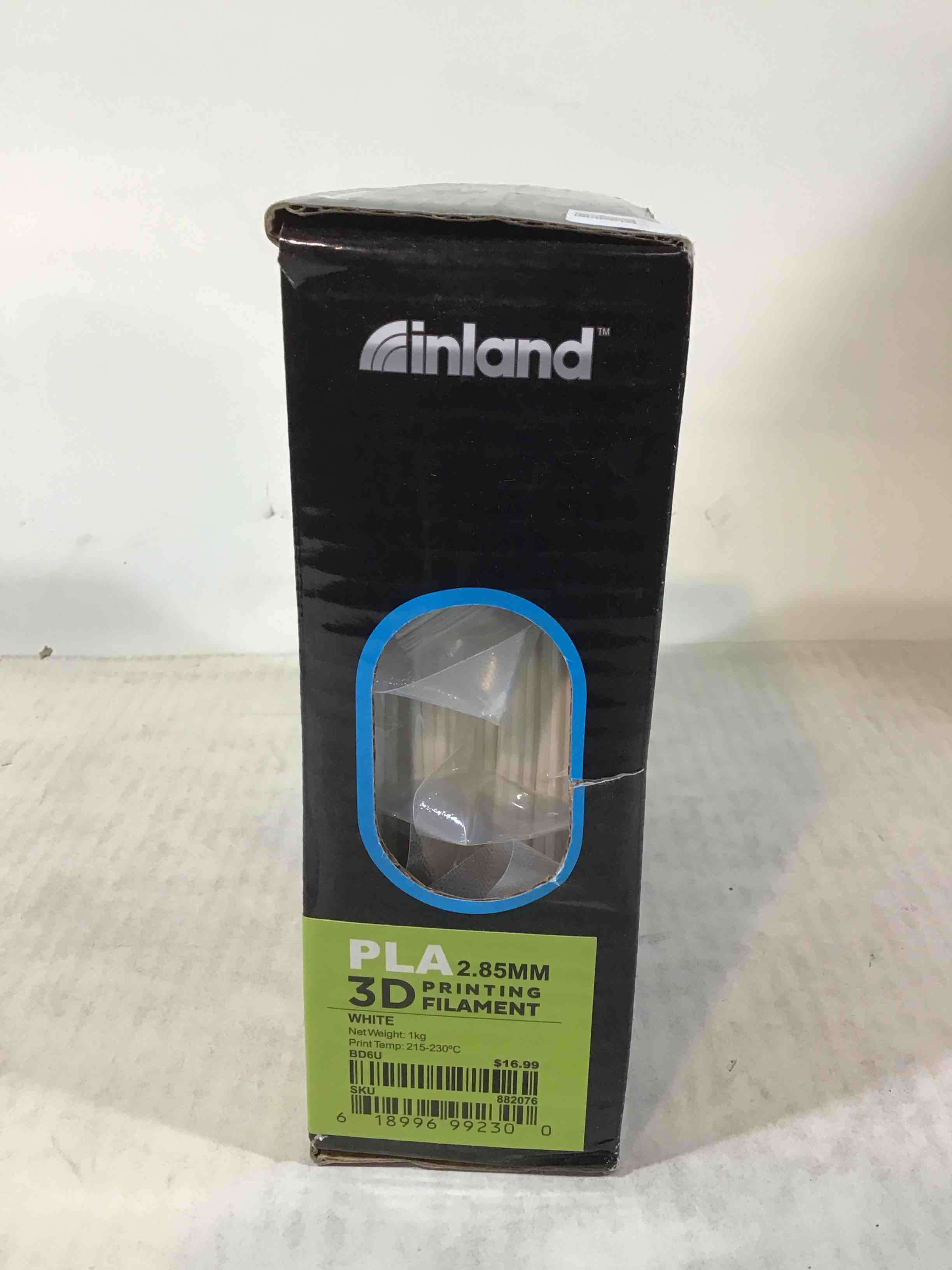 Inland 3mm White PLA 3D Printer Filament - 1kg Spool (2.2 lbs)