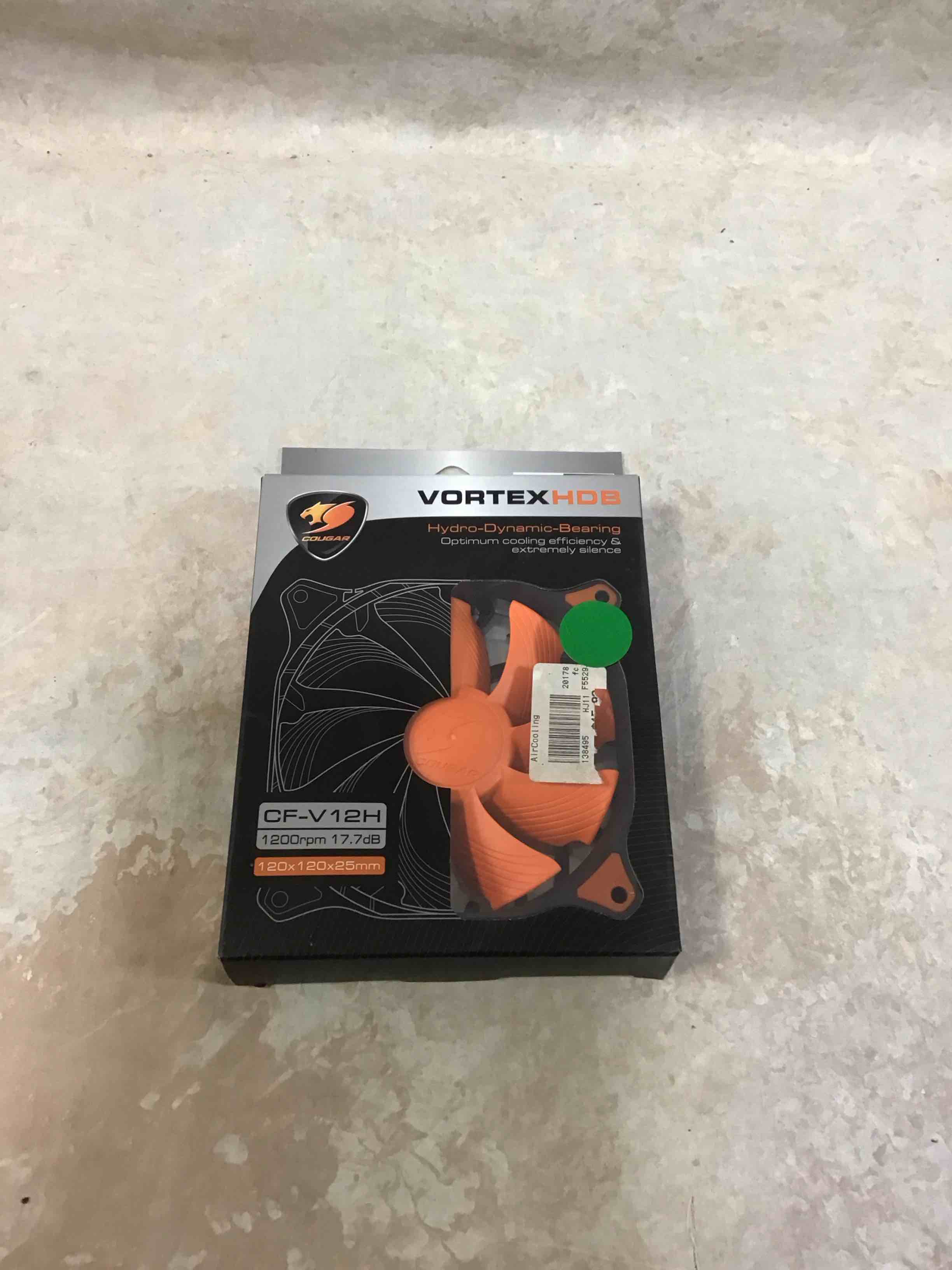 Condition photo showing New/Like New for Cougar Vortex CF-V12H 120mm Hydro Dynamic Bearing Fluid Case Fan  Orange