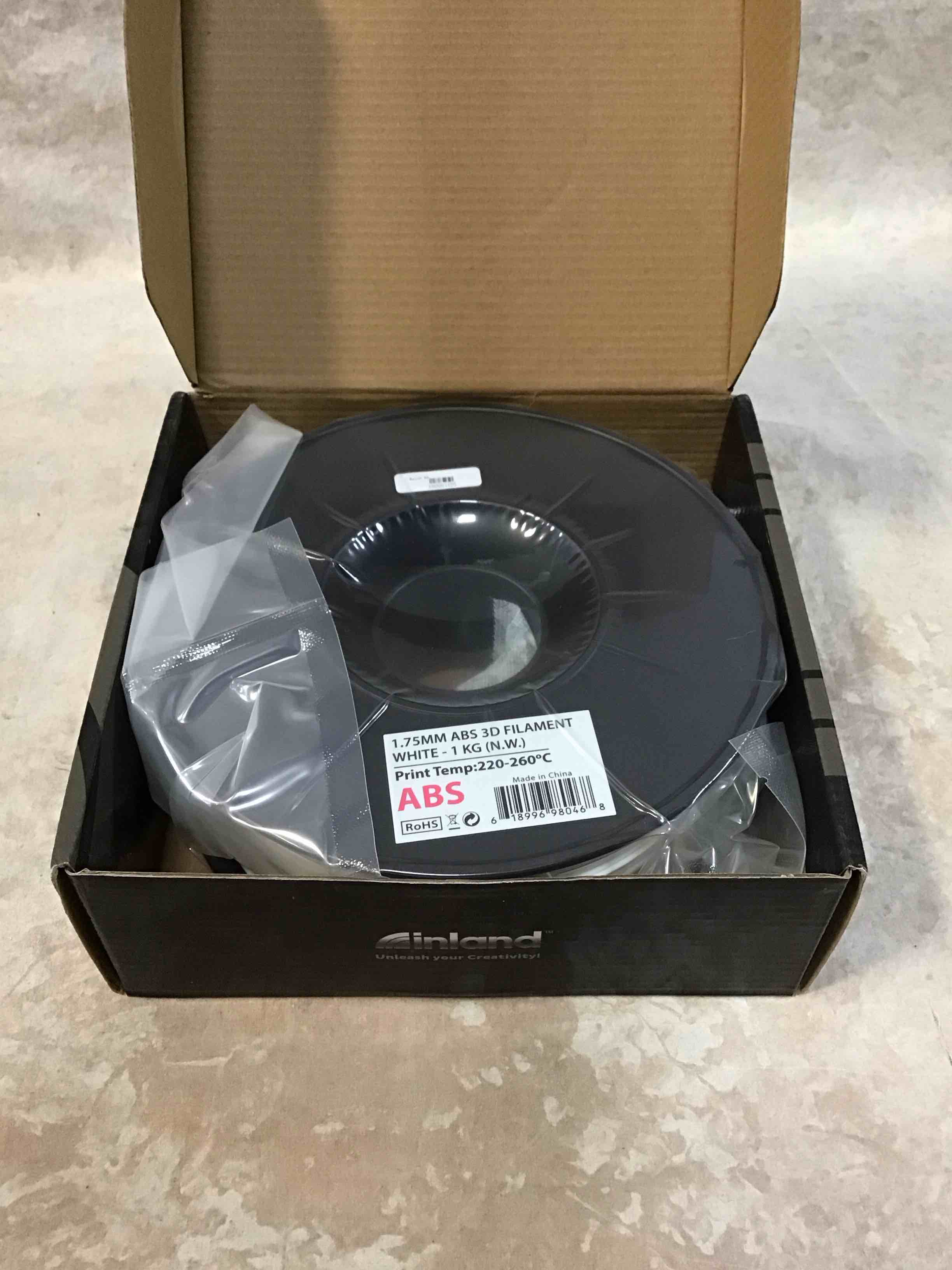 Condition photo showing New/Like New for Inland 1.75mm White Abs 3d Printer Filament - 1kg Spool (2.2 Lbs)