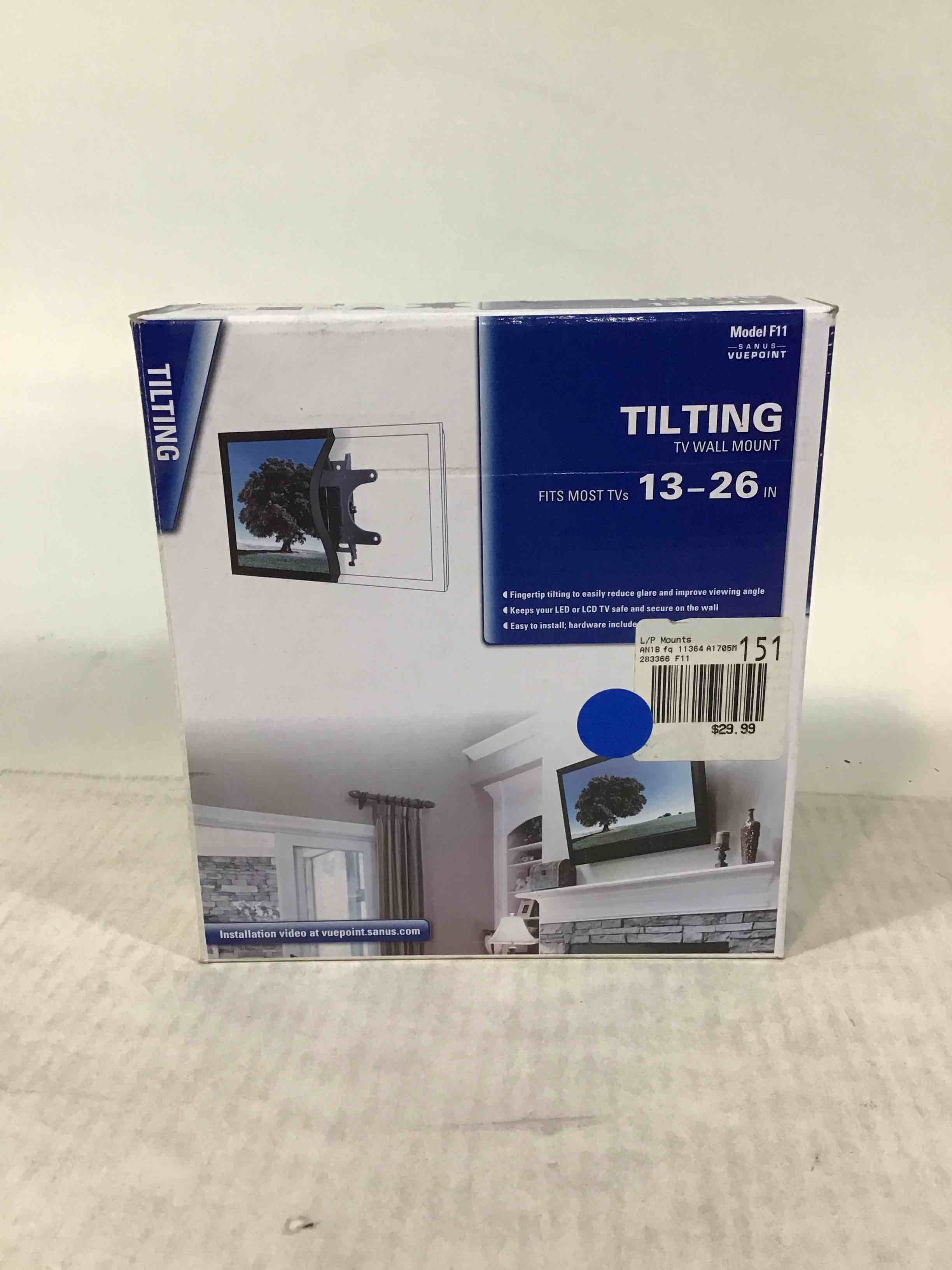 vuepoint f11 by sanus, tilting wall mount, fits most 13" to 26" flat-panel tvs