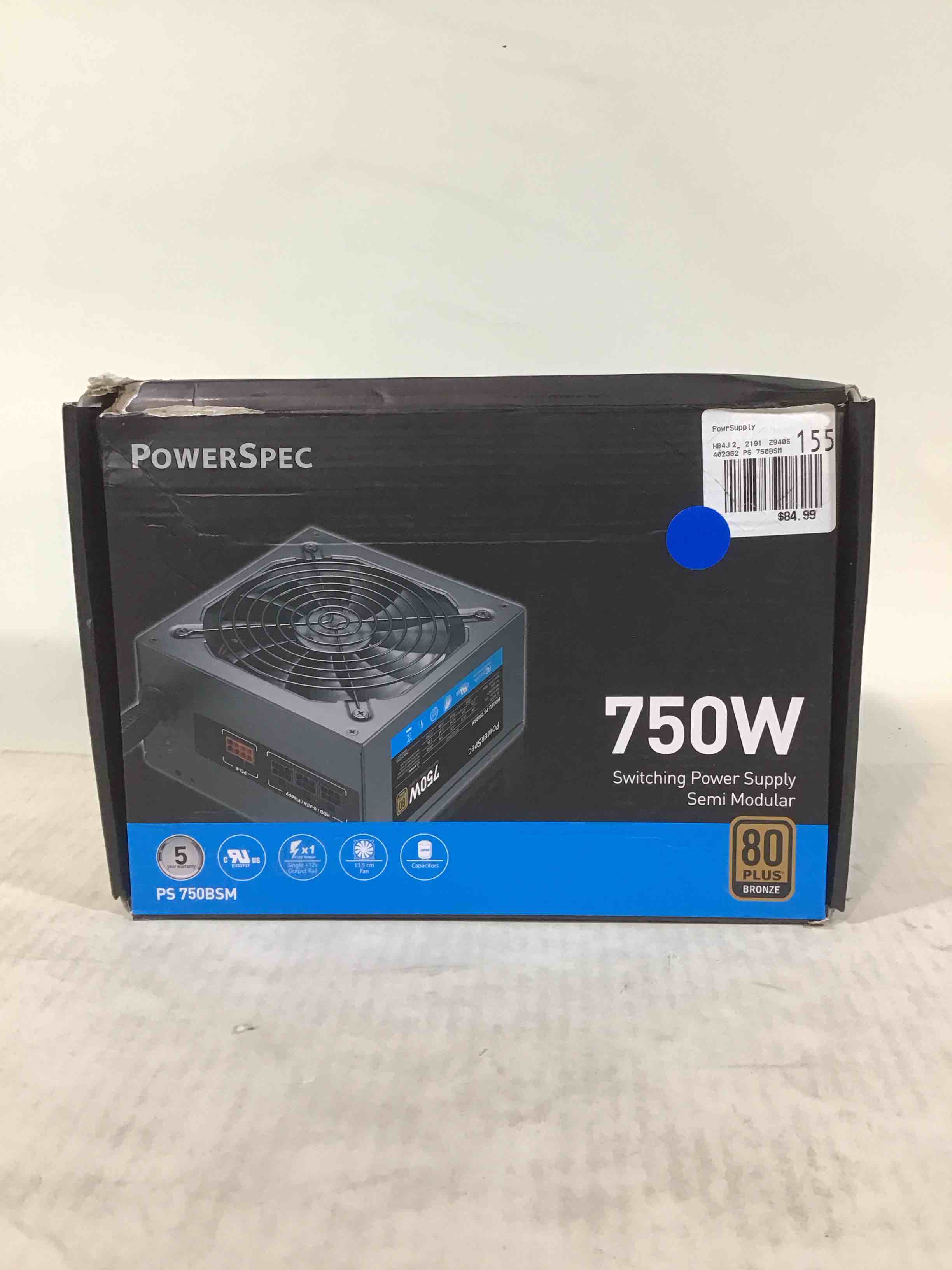 PowerSpec 750W Power Supply Semi Modular 80 Plus Bronze Certified ATX PSU Active PFC SLI Crossfire Ready Gaming PC Computer Switching Power Supply, PS 750BSM (B08YYJHNMH)