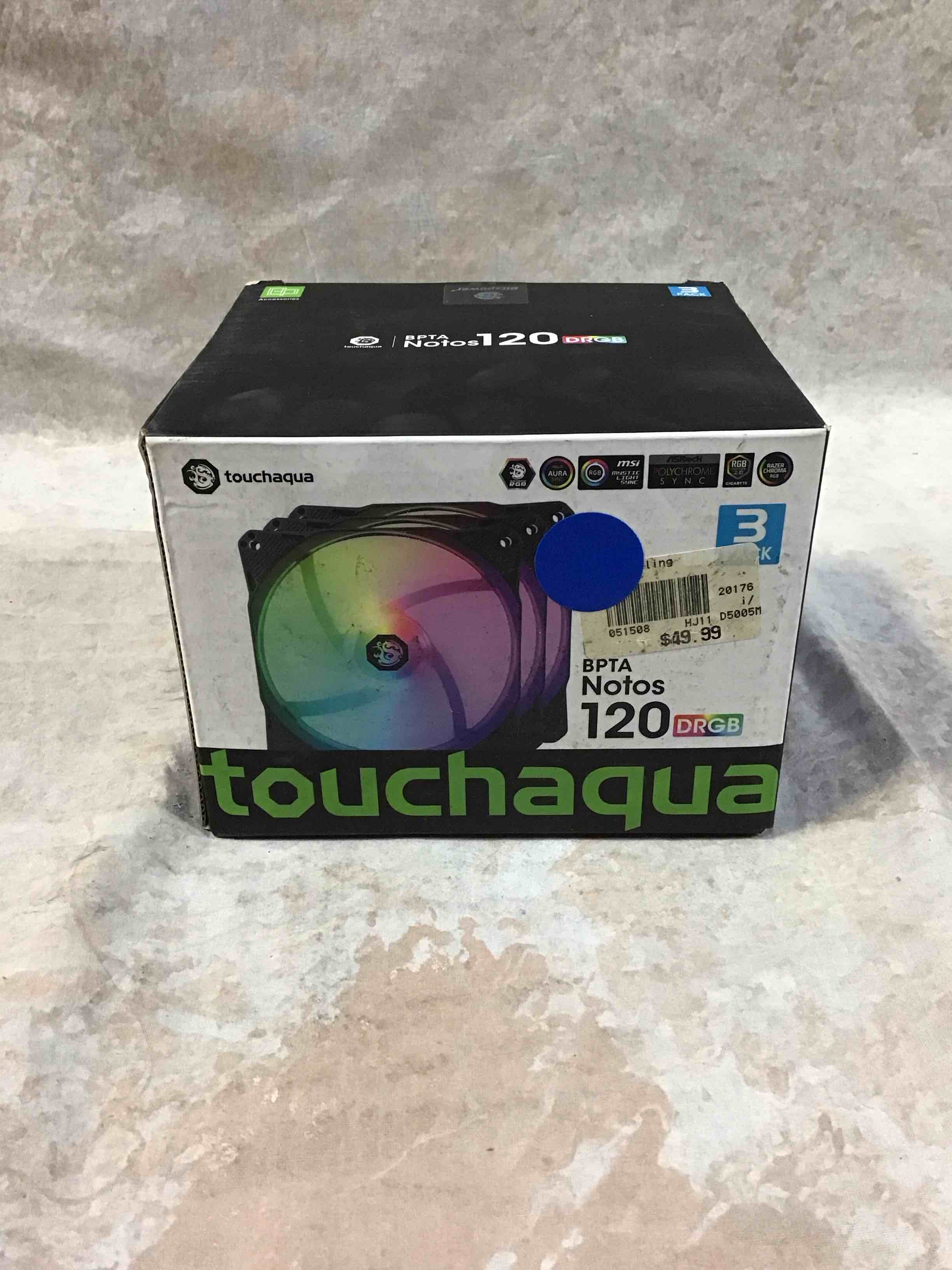 Bitspower Notos 120mm Case Fan  DRGB Computer Fan PWM PC Cooling Fan LED High Airflow Desktop Silent Cooler 1800 RPM w/PWM Fan Hub Digital RGB Controller (3 Pack)