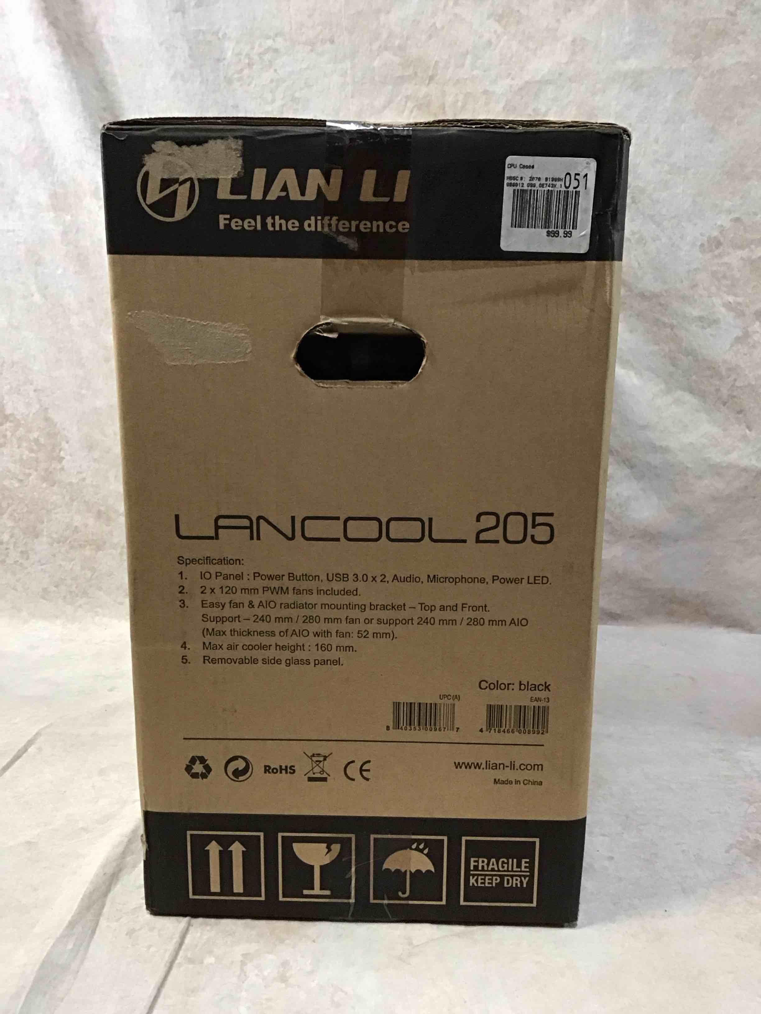 Condition photo showing As Is for Lian Li Lancool 205 Midi Tower, Tempered Glass - Black