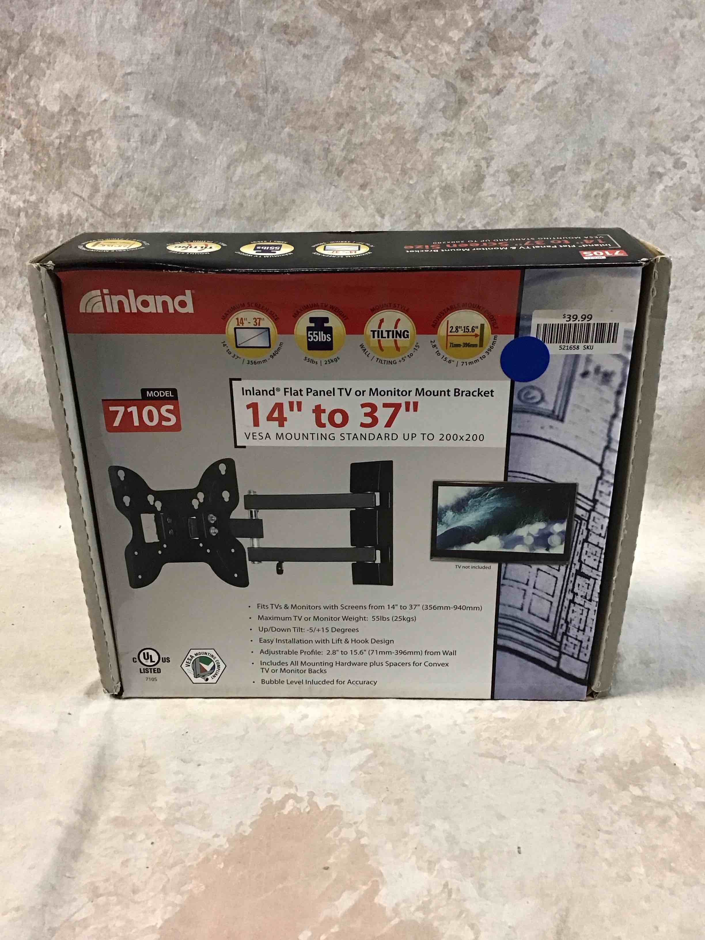 inland 14"-42" swivel tv/monitor wall mount 710s