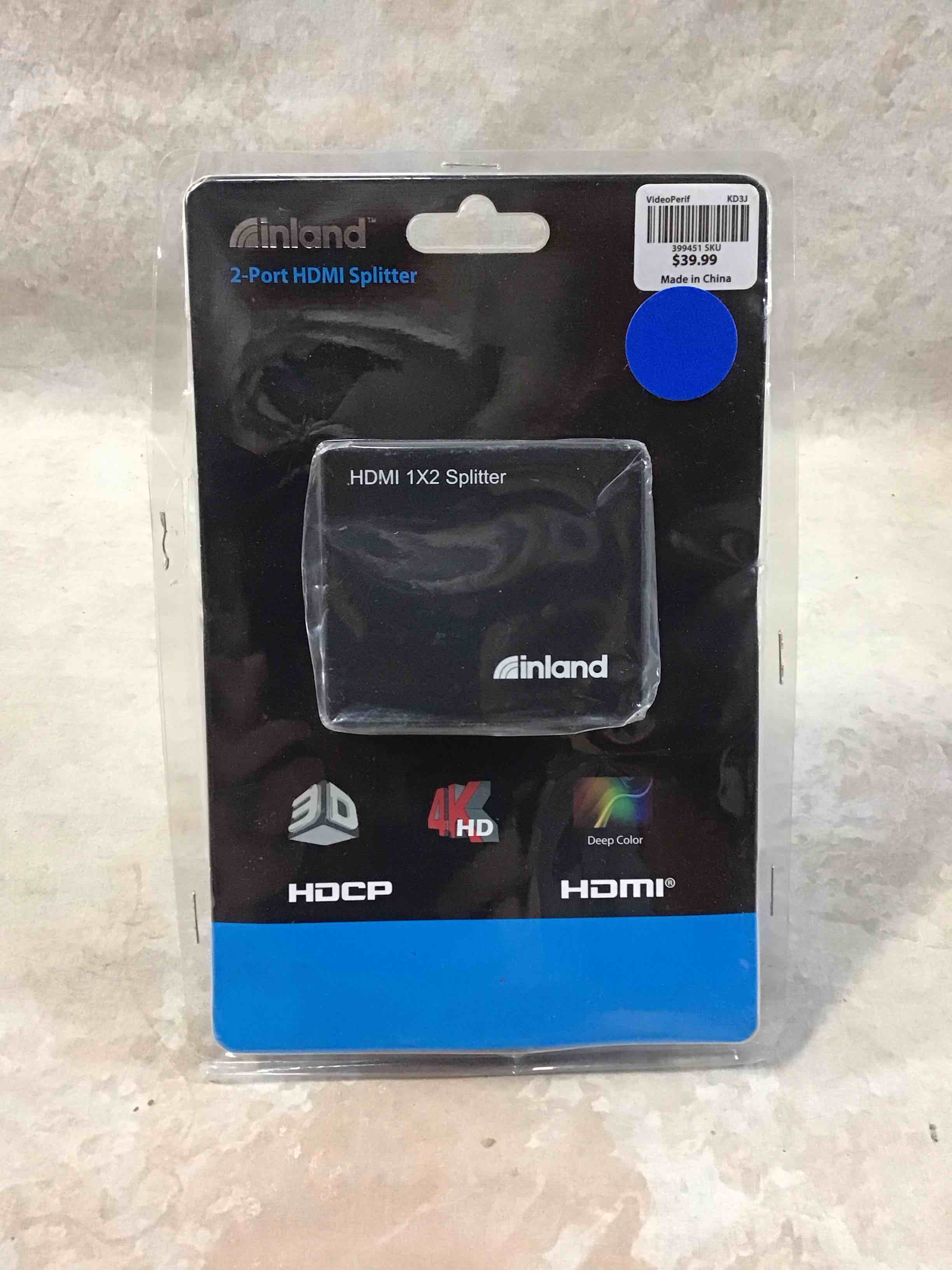 inland hdmi splitter with 3d & 4k support 340mhz 480p; 720p; 1080i; 1080p; 2160p