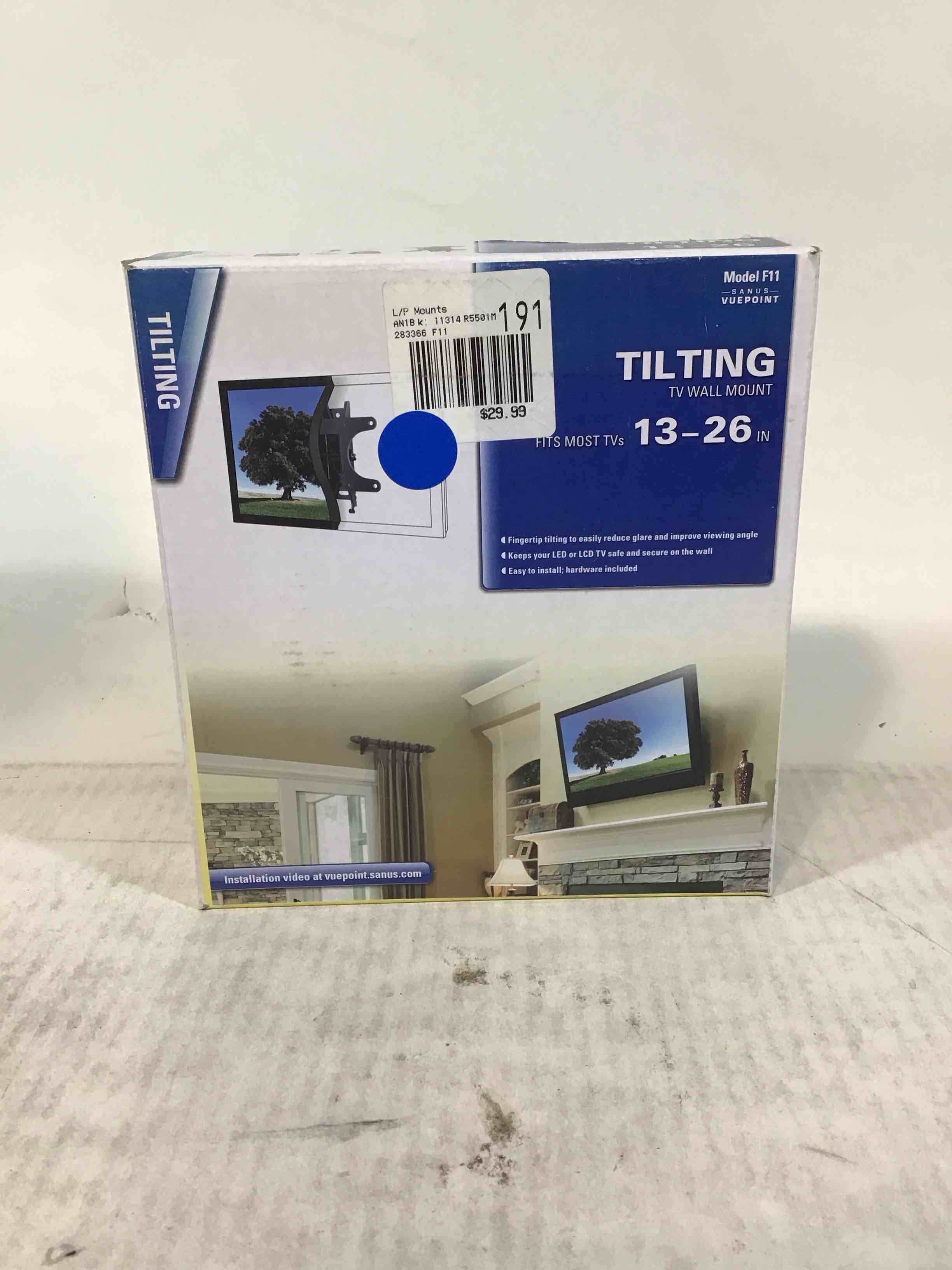 vuepoint f11 by sanus, tilting wall mount, fits most 13" to 26" flat-panel tvs
