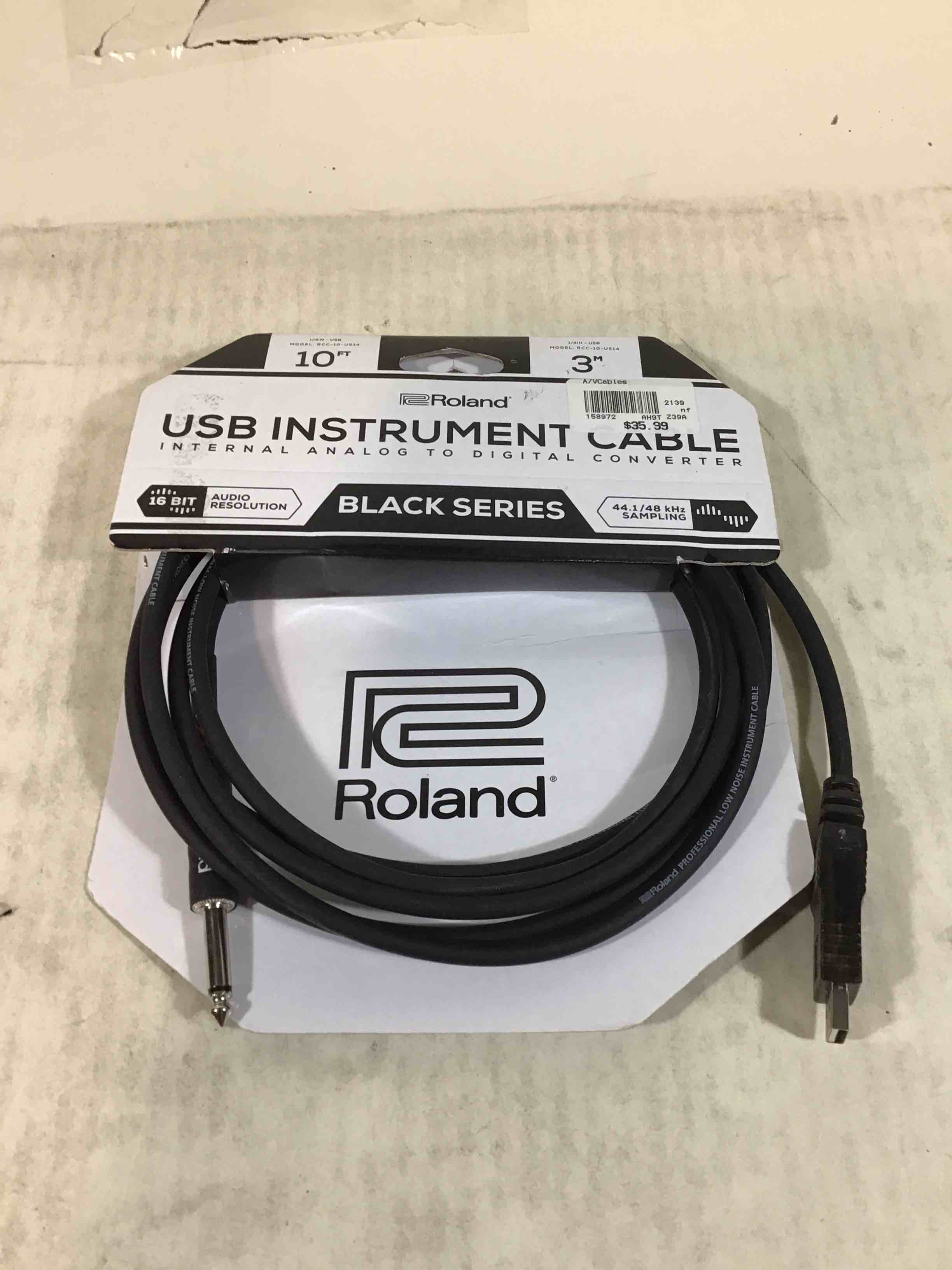 roland rcc-10-us14 black series interconnect usb to 1/4-inch 10ft cable