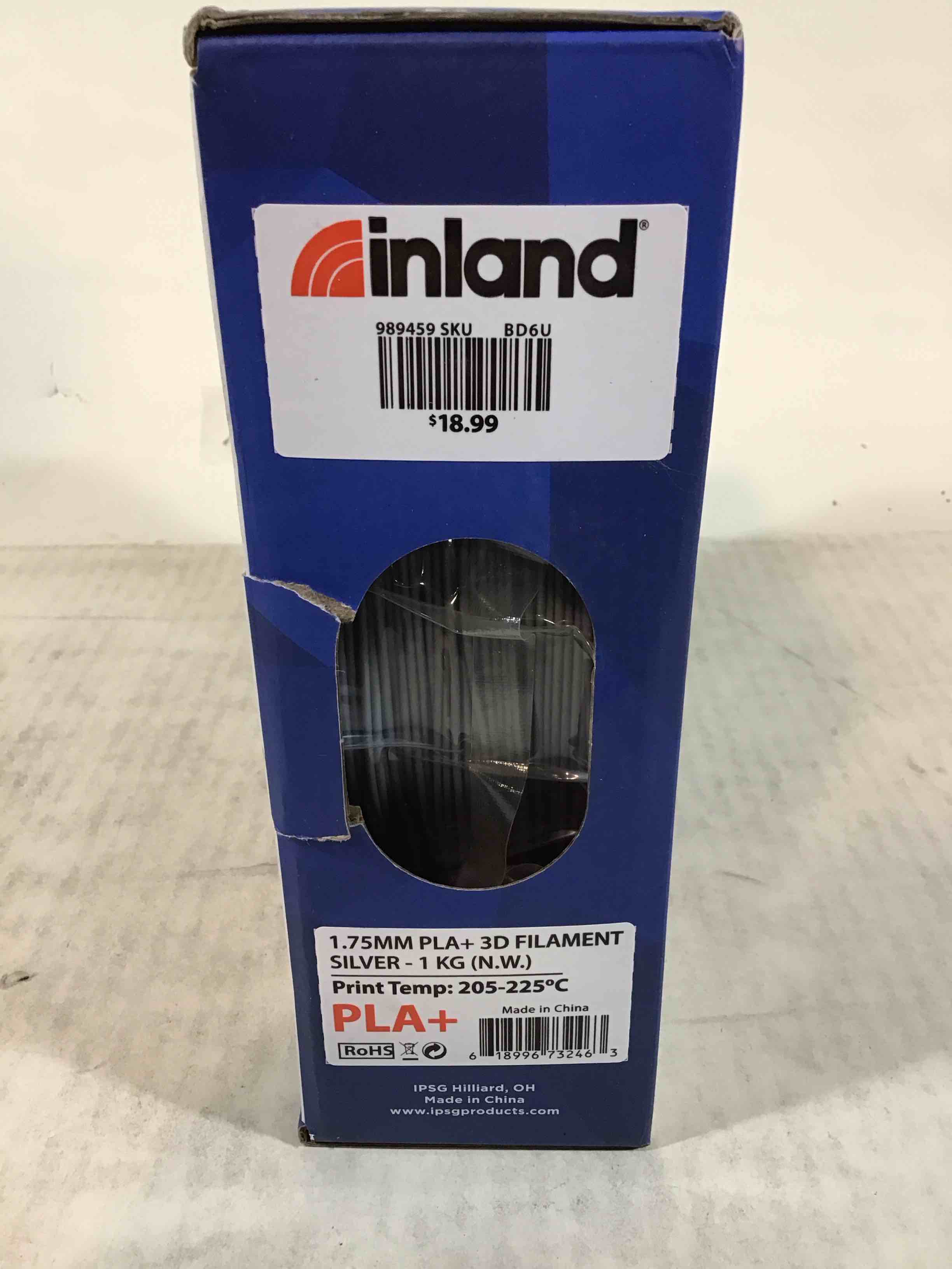 inland 1.75mm pla+ 3d filament silver