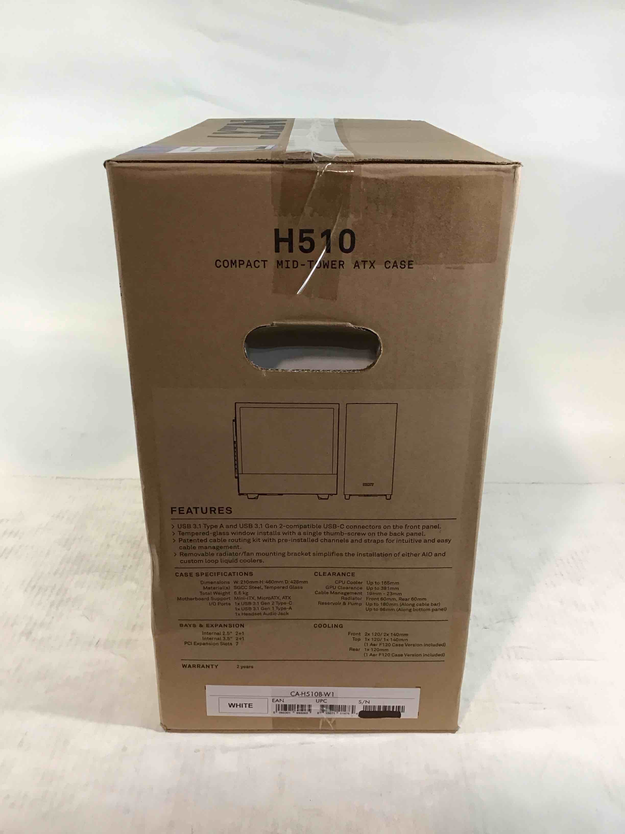 Condition photo showing New/Like New for nzxt - h510 compact atx mid-tower case with tempered glass - matte white