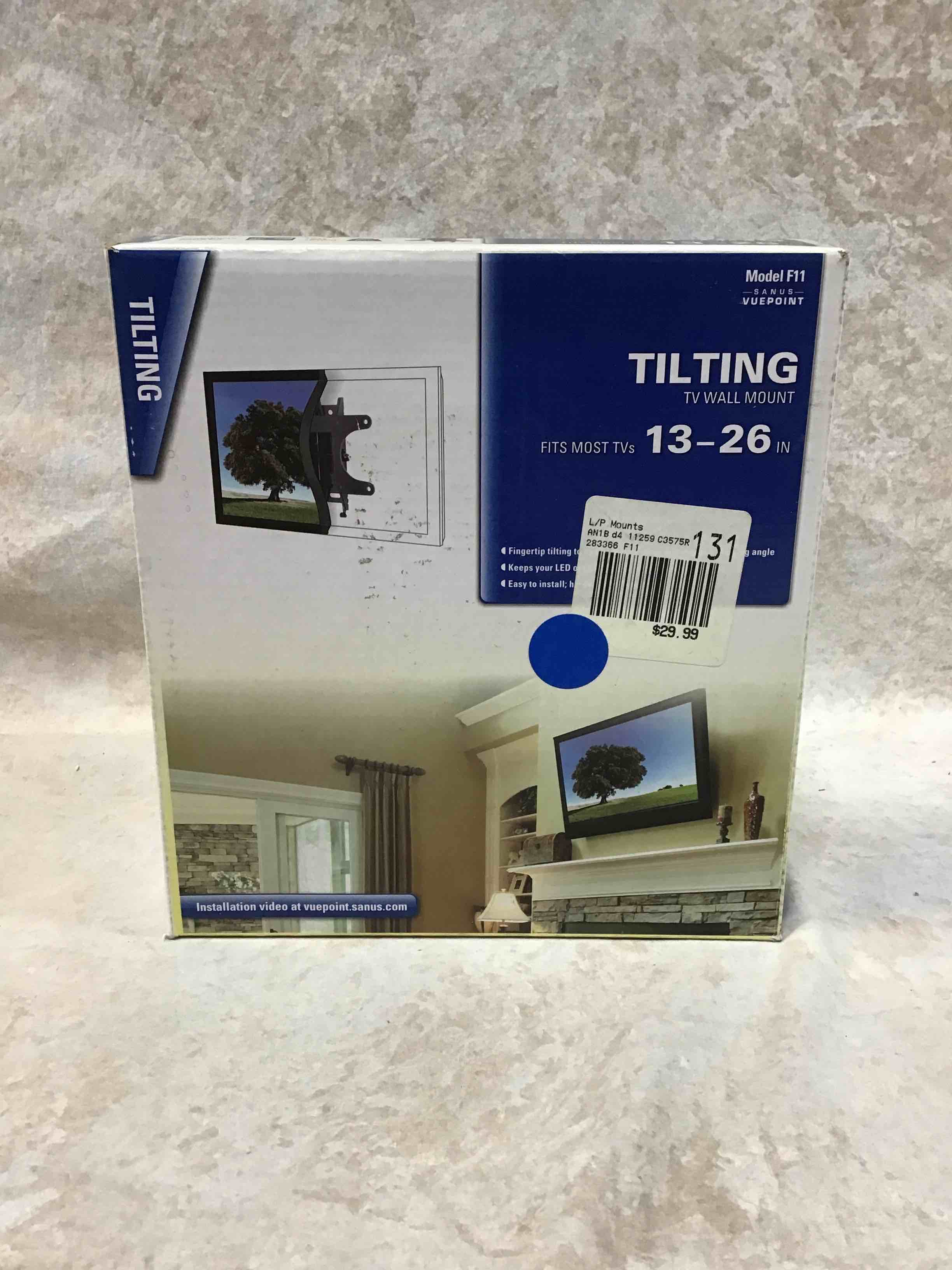 vuepoint f11 by sanus, tilting wall mount, fits most 13" to 26" flat-panel tvs