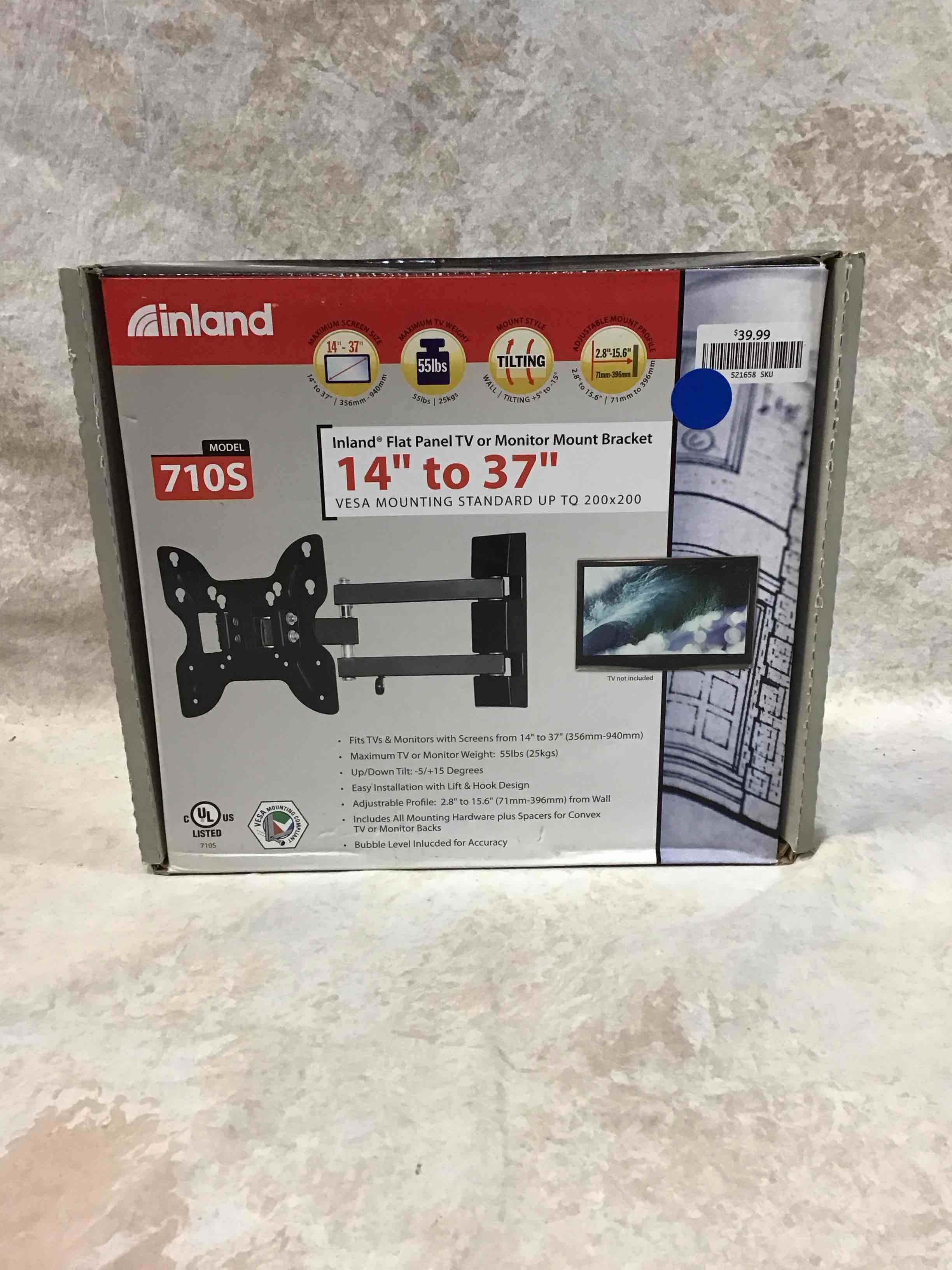 inland 14"-42" swivel tv/monitor wall mount 710s