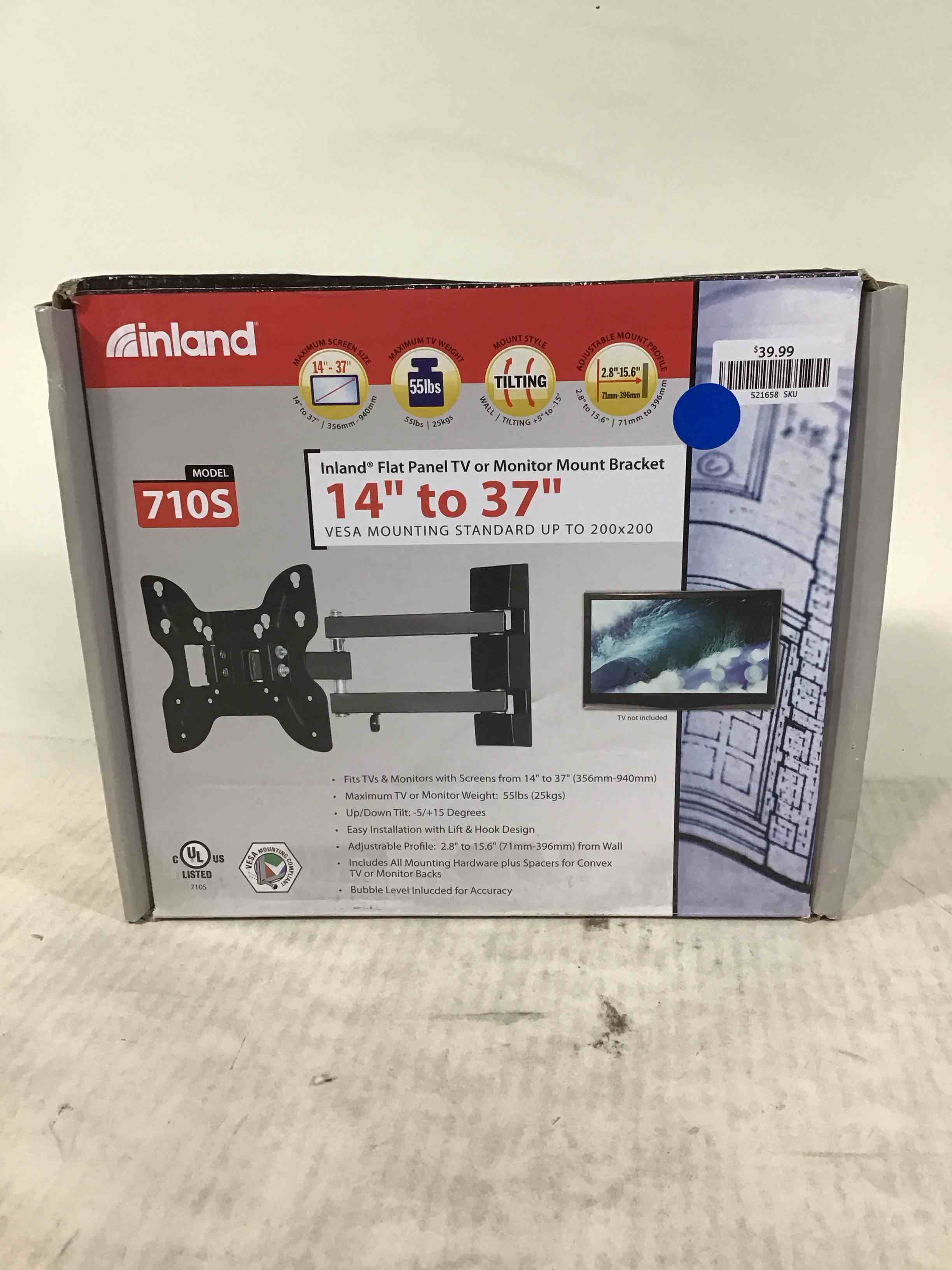inland 14"-42" swivel tv/monitor wall mount 710s