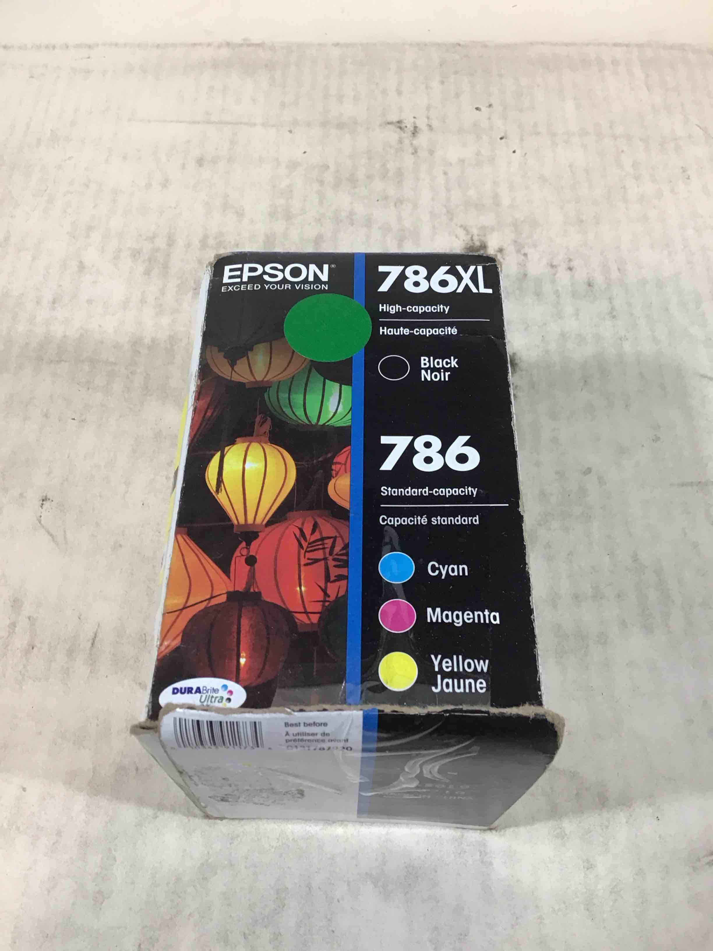 epson® durabrite® t786xl-bcs high-yield black and standard-yield cyan/magenta/yellow ink cartridges pack of 4