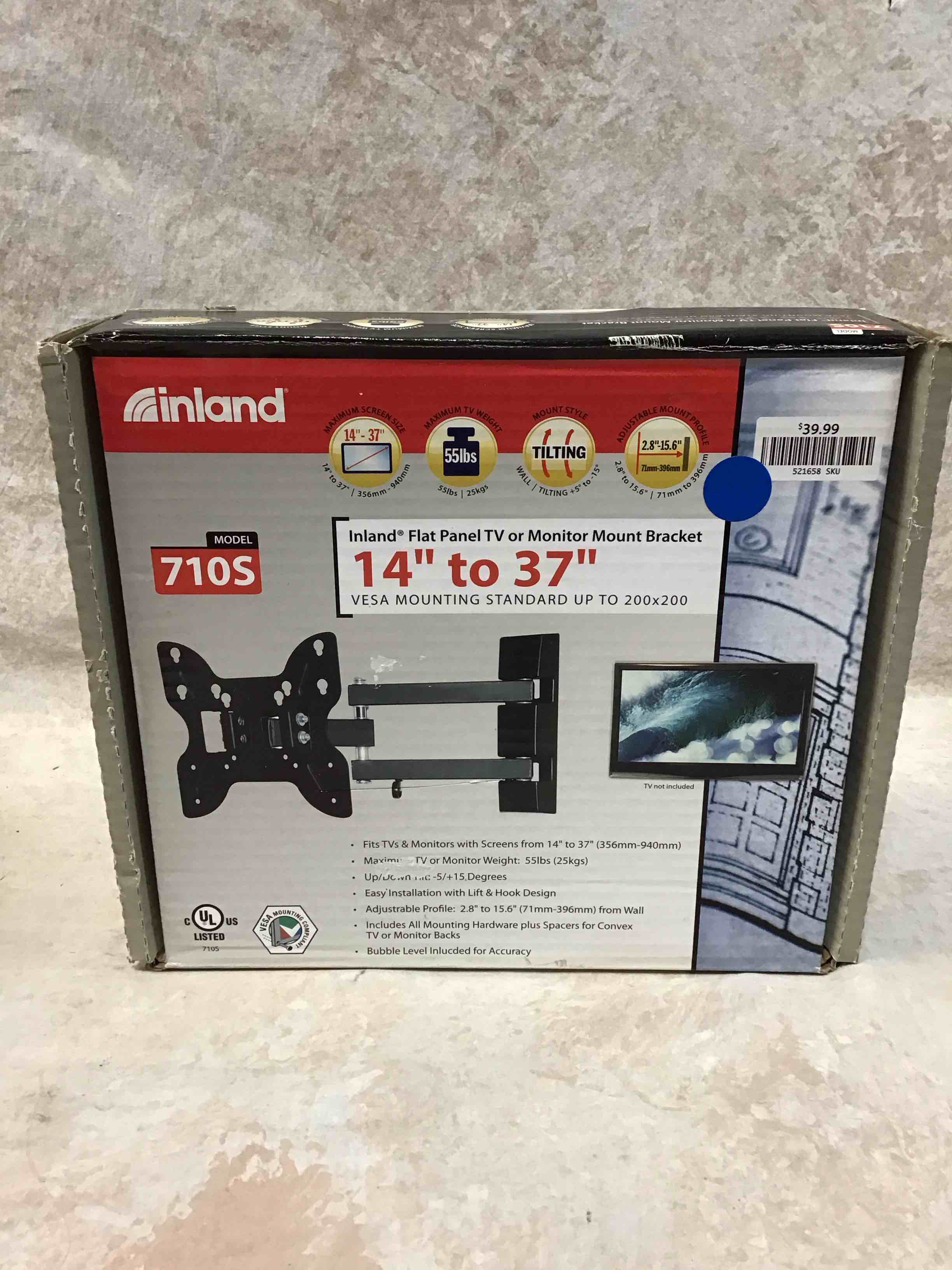 inland 14"-42" swivel tv/monitor wall mount 710s