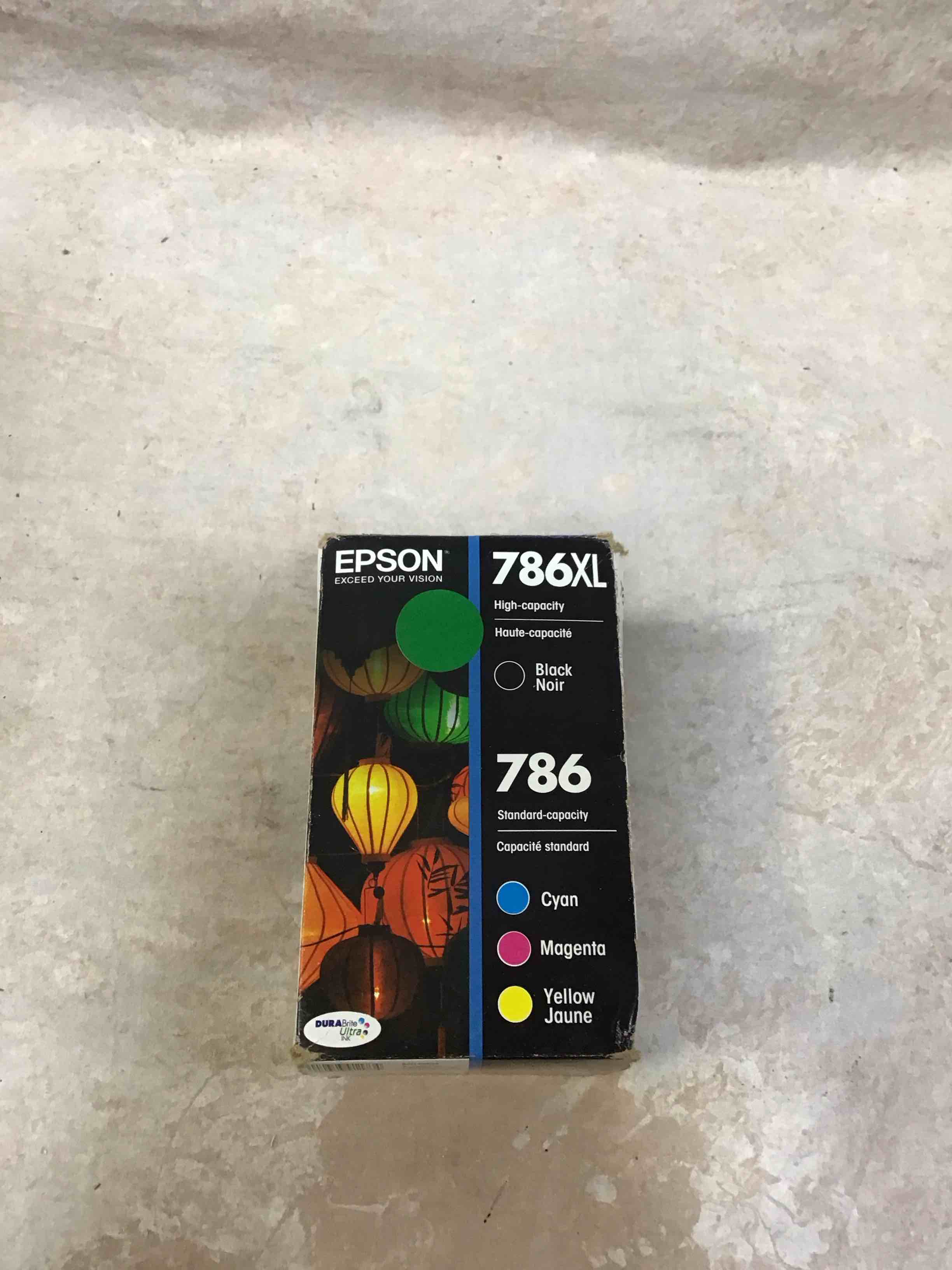 epson® durabrite® t786xl-bcs high-yield black and standard-yield cyan/magenta/yellow ink cartridges pack of 4