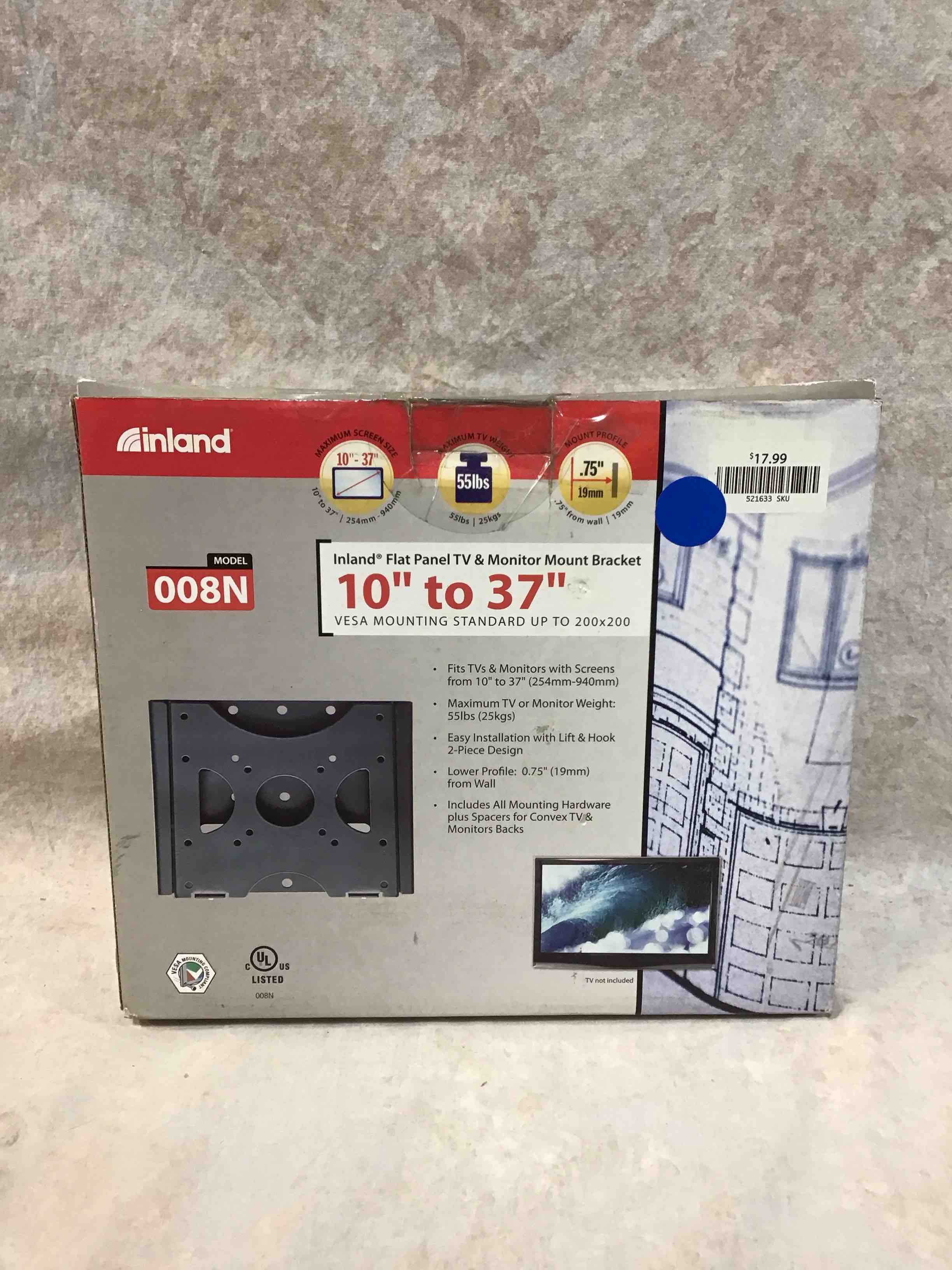 inland 10”-37” monitor/tv mount