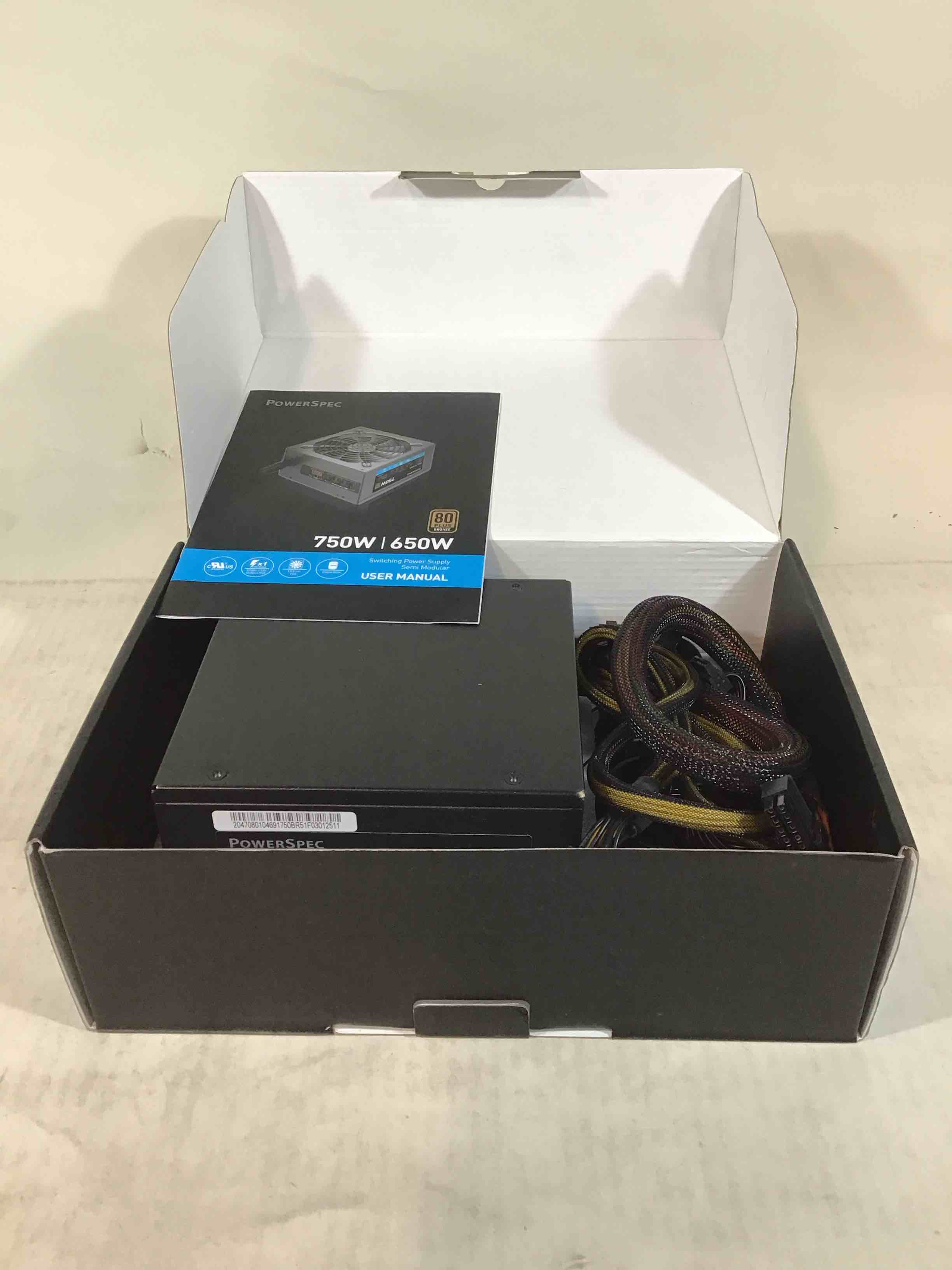 Condition photo showing Good Condition for powerspec 750w power supply semi modular 80 plus bronze certified atx psu active pfc sli crossfire ready gaming pc computer switching power supply, ps 750bsm (b08yyjhnmh)