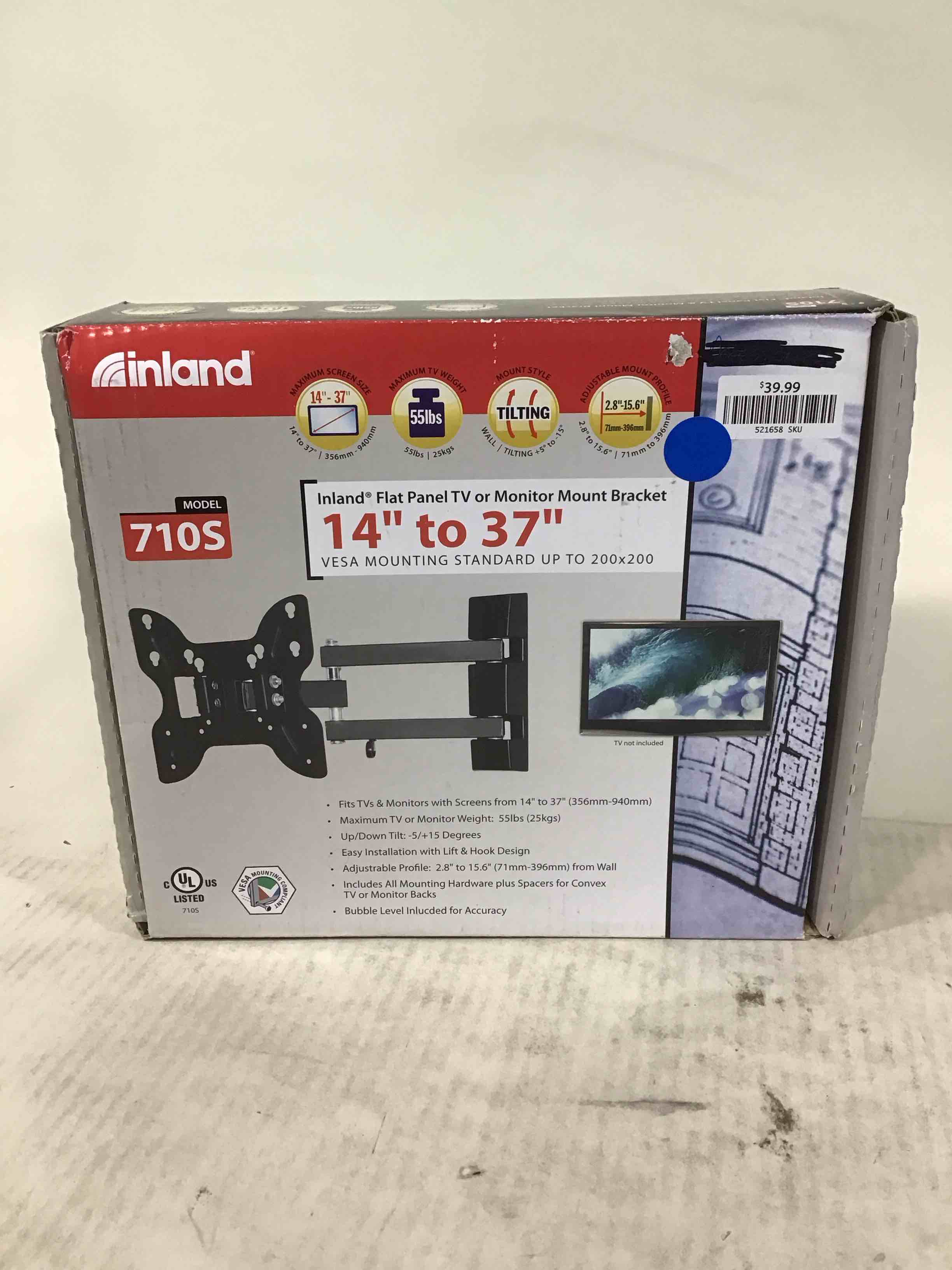 inland 14"-42" swivel tv/monitor wall mount 710s