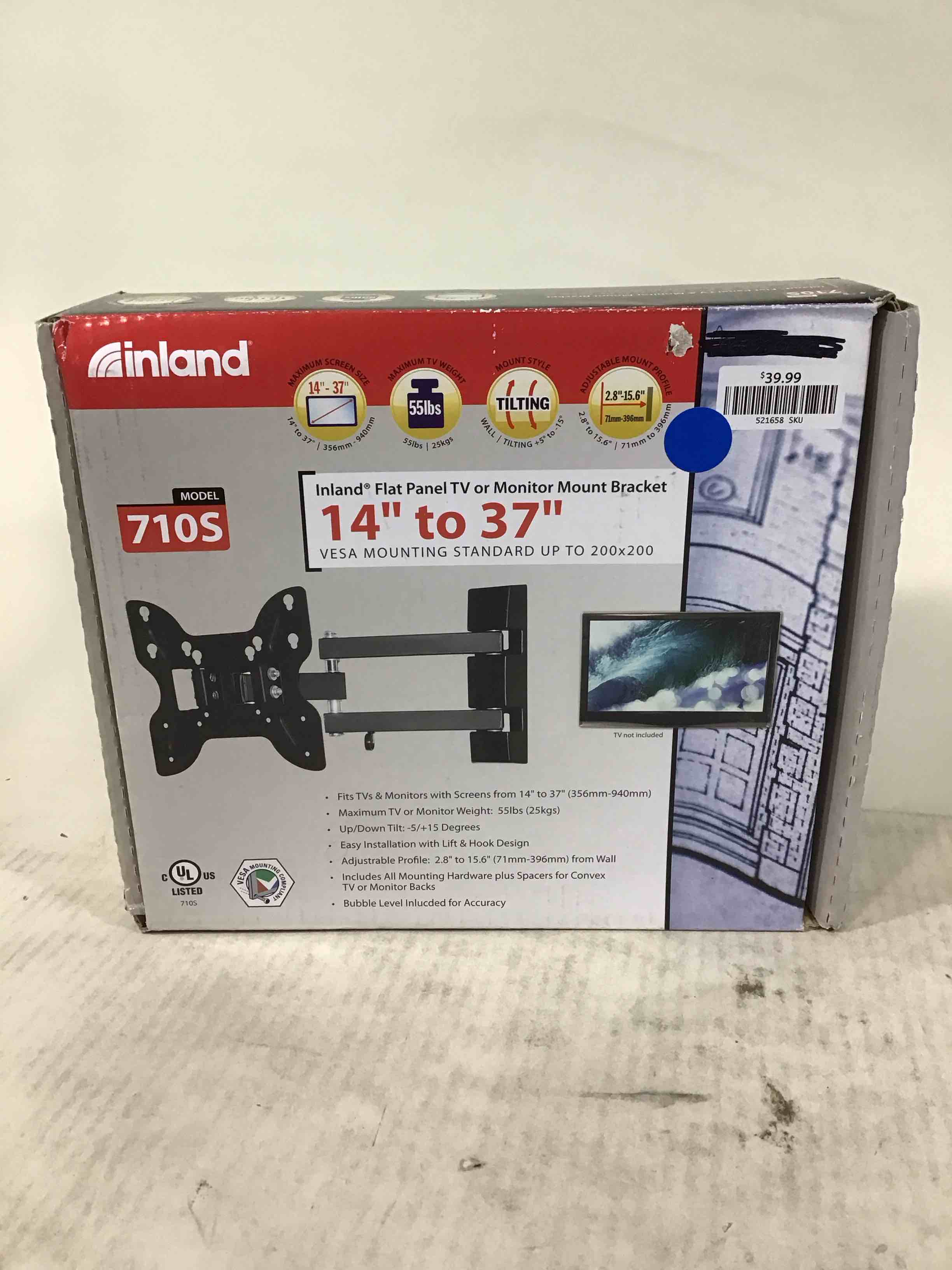 Condition photo showing Good Condition for inland 14"-42" swivel tv/monitor wall mount 710s