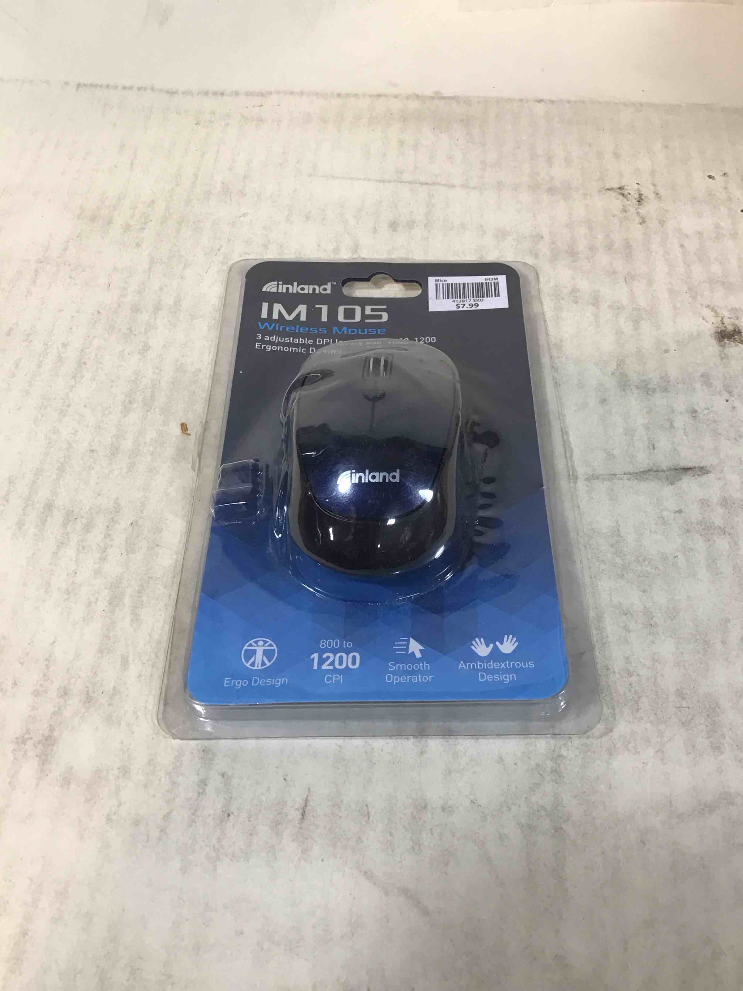 Condition photo showing New/Like New for inland 2.4ghz wireless optical 1200dpi mouse, blue im105 free ship