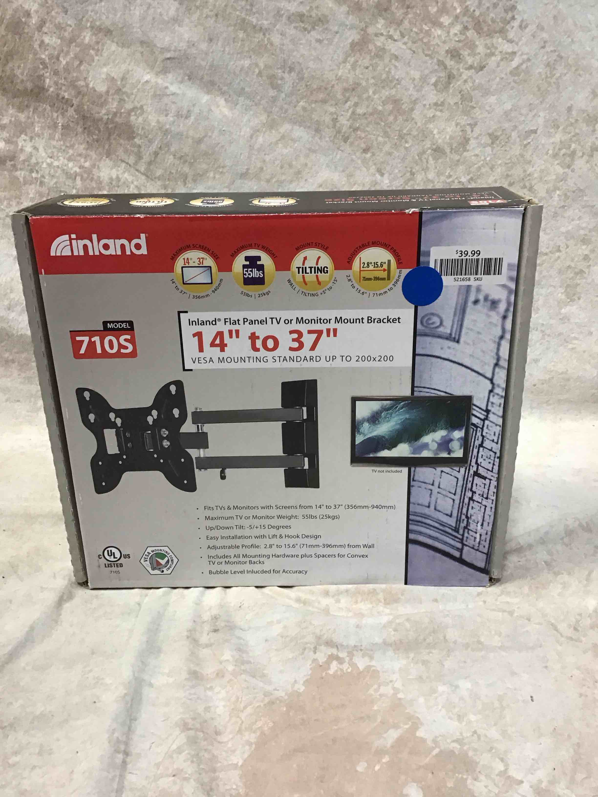 inland 14"-42" swivel tv/monitor wall mount 710s
