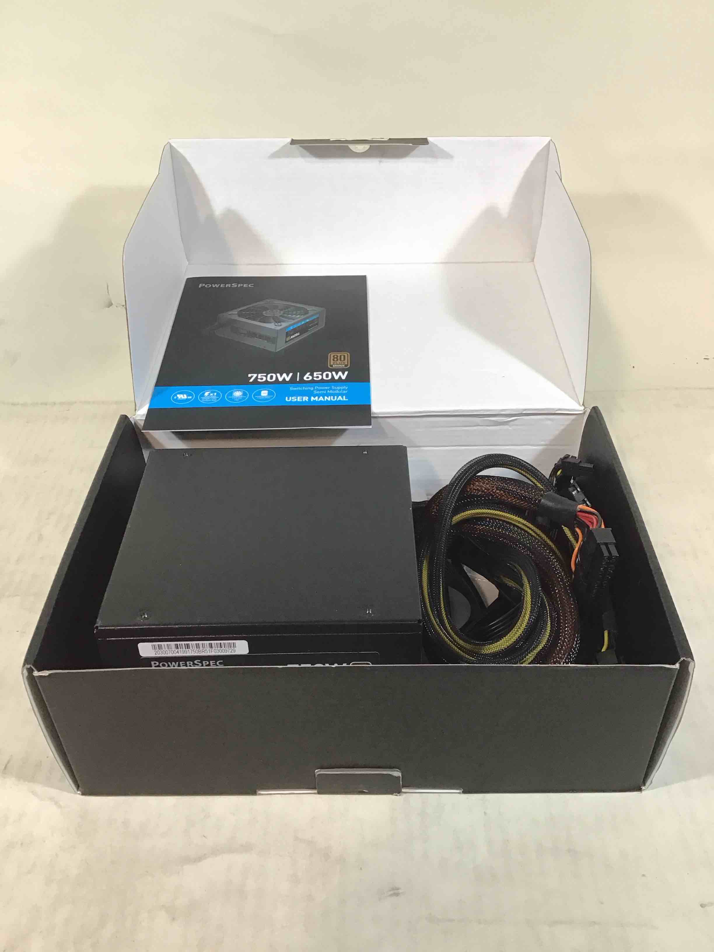 Condition photo showing Good Condition for powerspec 750w power supply semi modular 80 plus bronze certified atx psu active pfc sli crossfire ready gaming pc computer switching power supply, ps 750bsm (b08yyjhnmh)