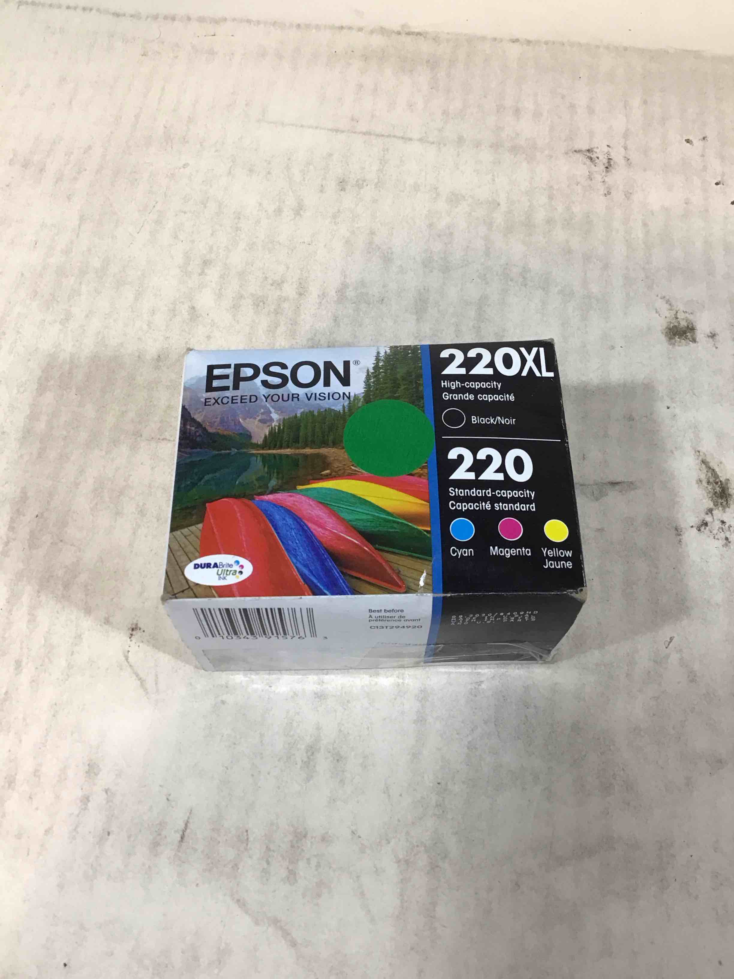 Condition photo showing New/Like New for epson 220xl black, 220 c/m/y combo 4pk ink cartridges - black, cyan, magenta, yellow (t220xl-bcs)