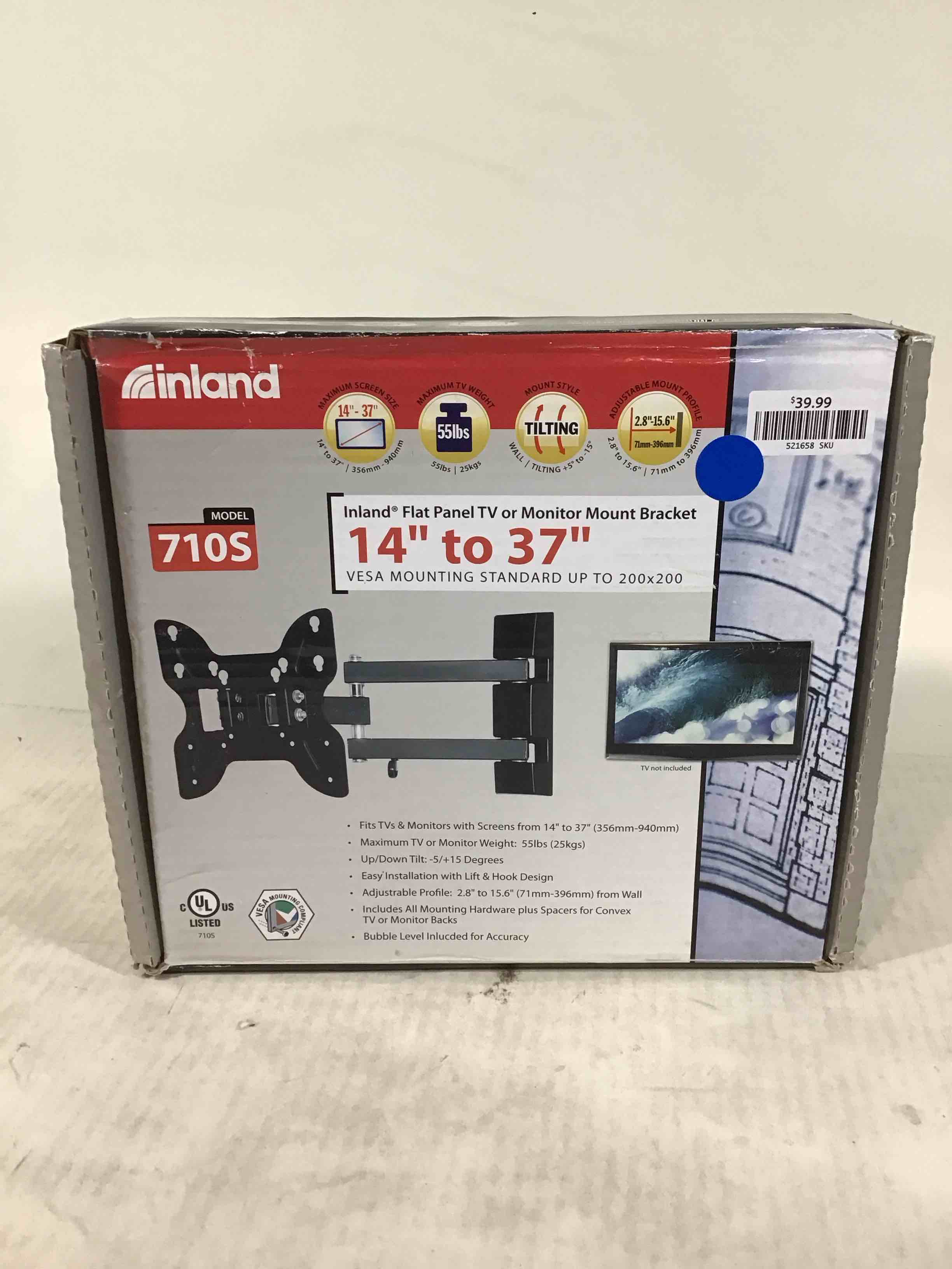 Inland 14"-42" Swivel TV/Monitor Wall Mount 710S
