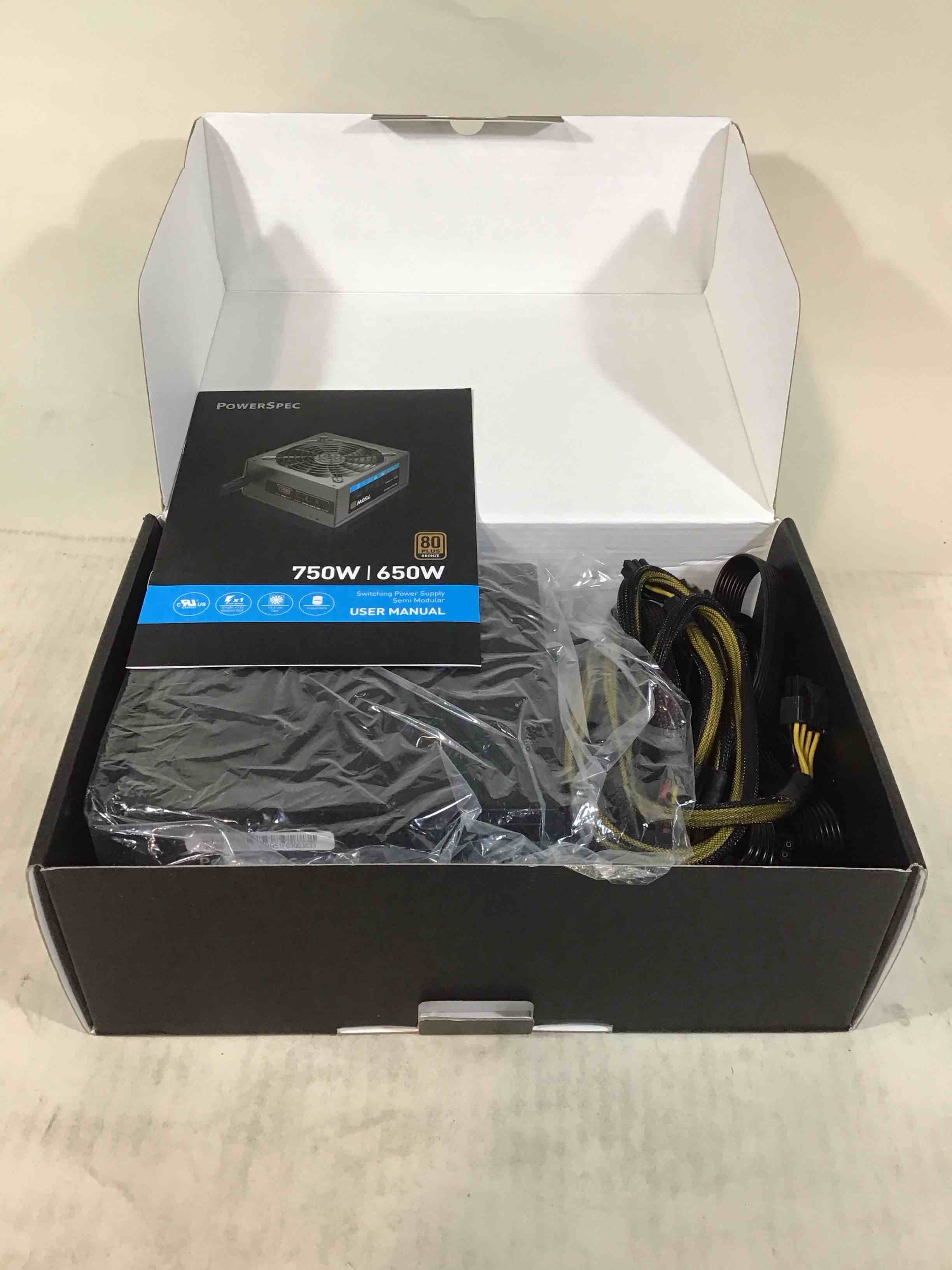 Condition photo showing Good Condition for powerspec 750w power supply semi modular 80 plus bronze certified atx psu active pfc sli crossfire ready gaming pc computer switching power supply, ps 750bsm (b08yyjhnmh)