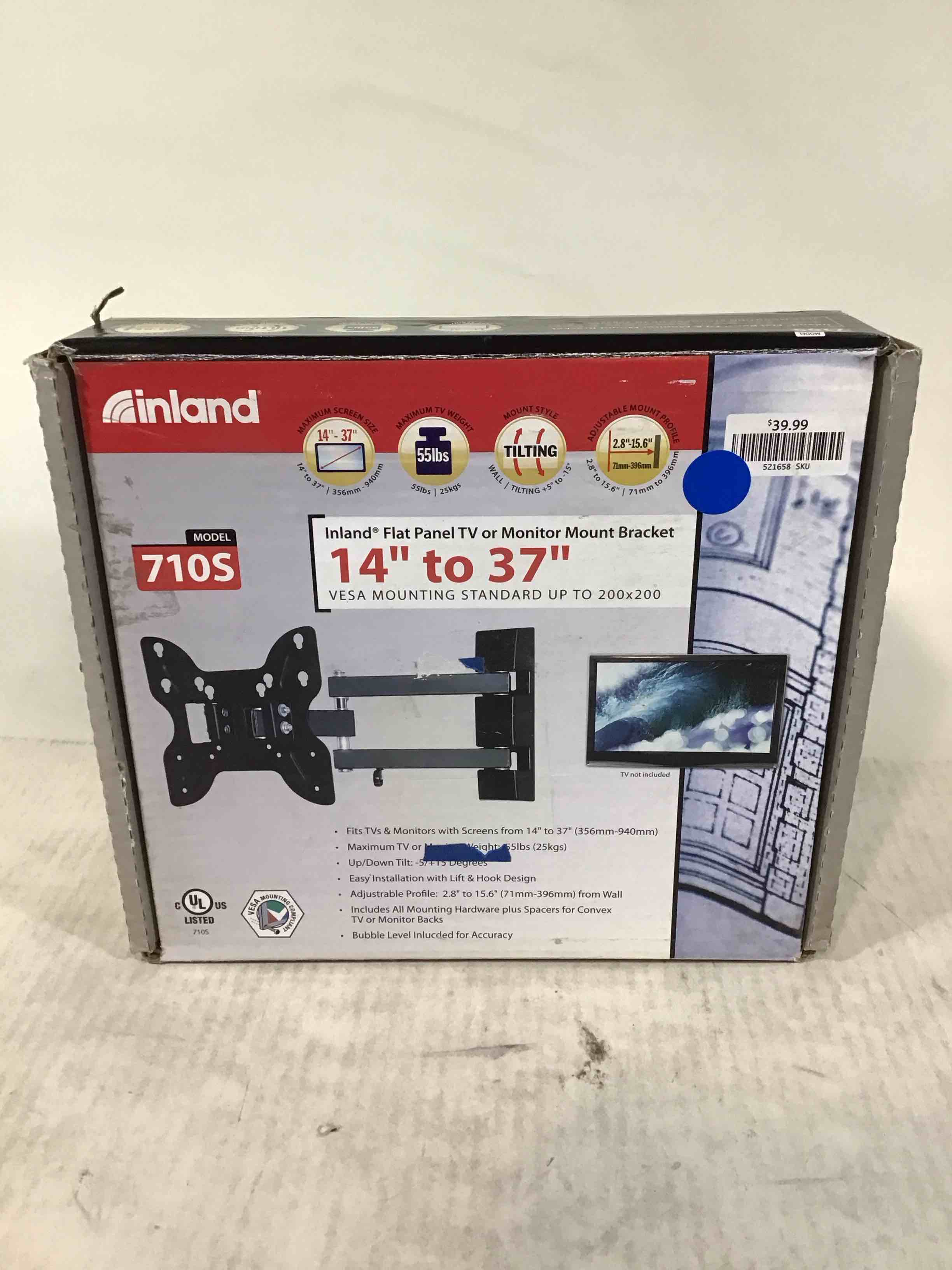 inland 14"-42" swivel tv/monitor wall mount 710s