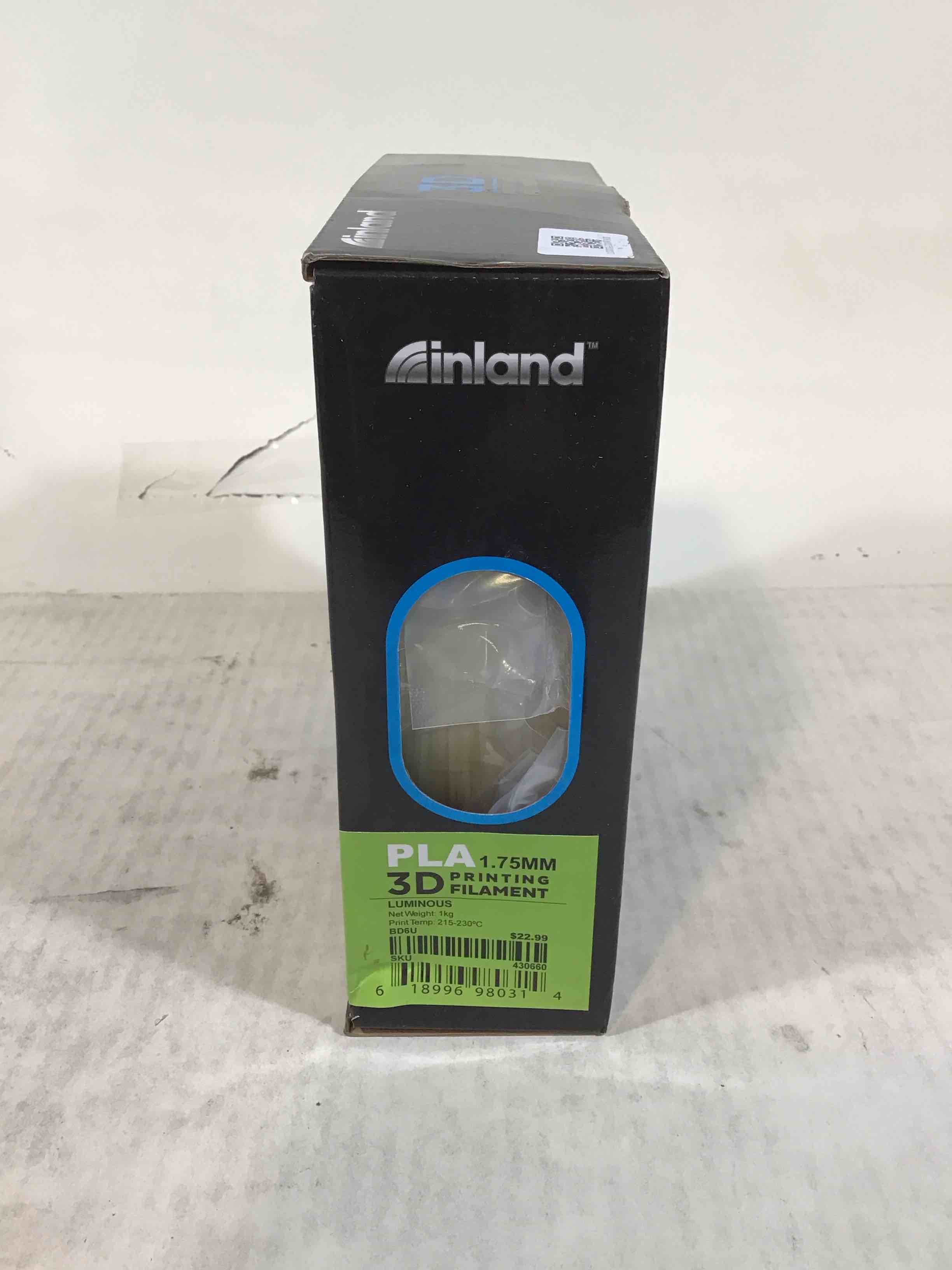 inland 1.75mm glow in the dark pla 3d printer filament - 1kg spool (2.2 lbs)