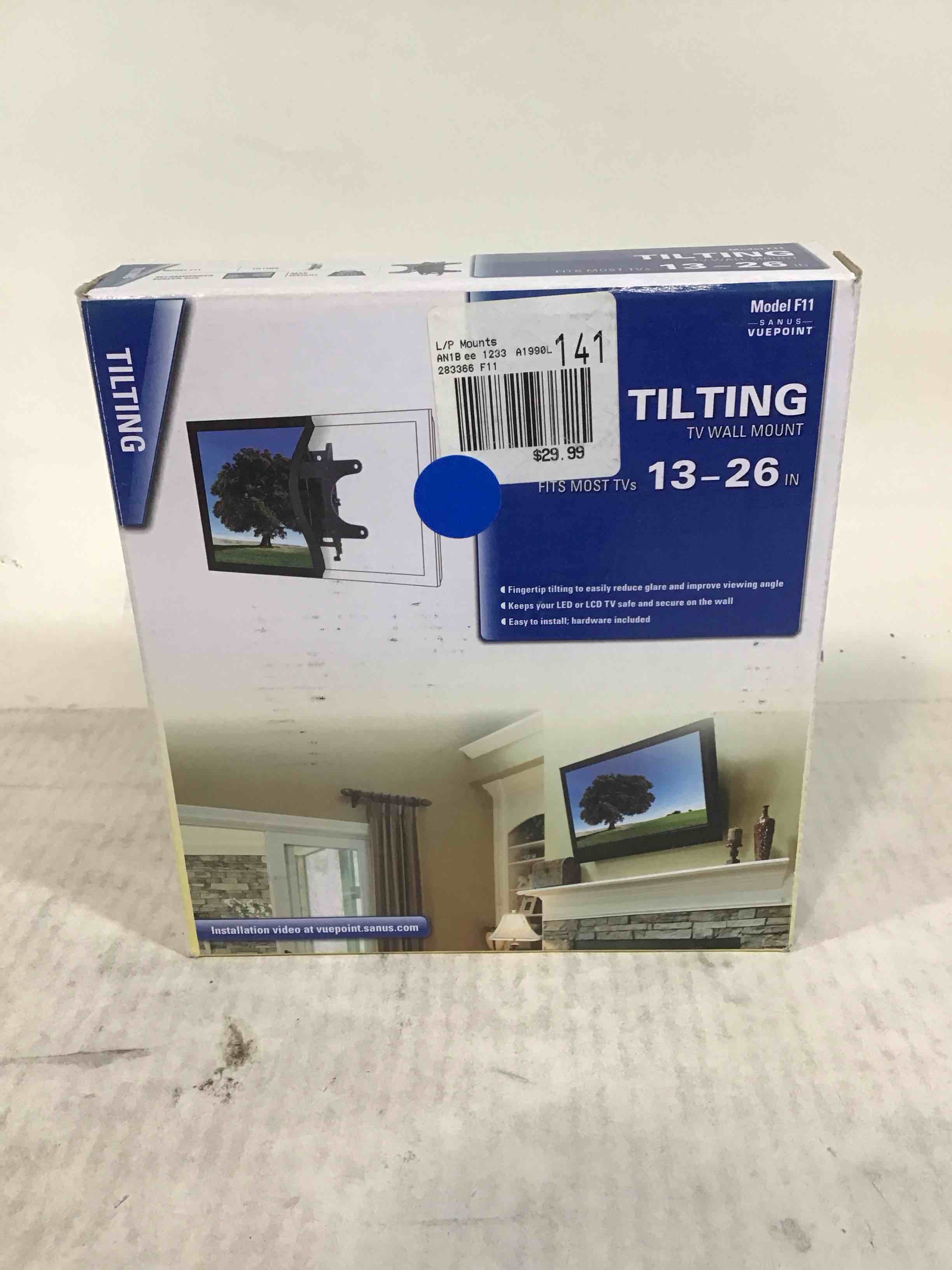 vuepoint f11 by sanus, tilting wall mount, fits most 13" to 26" flat-panel tvs