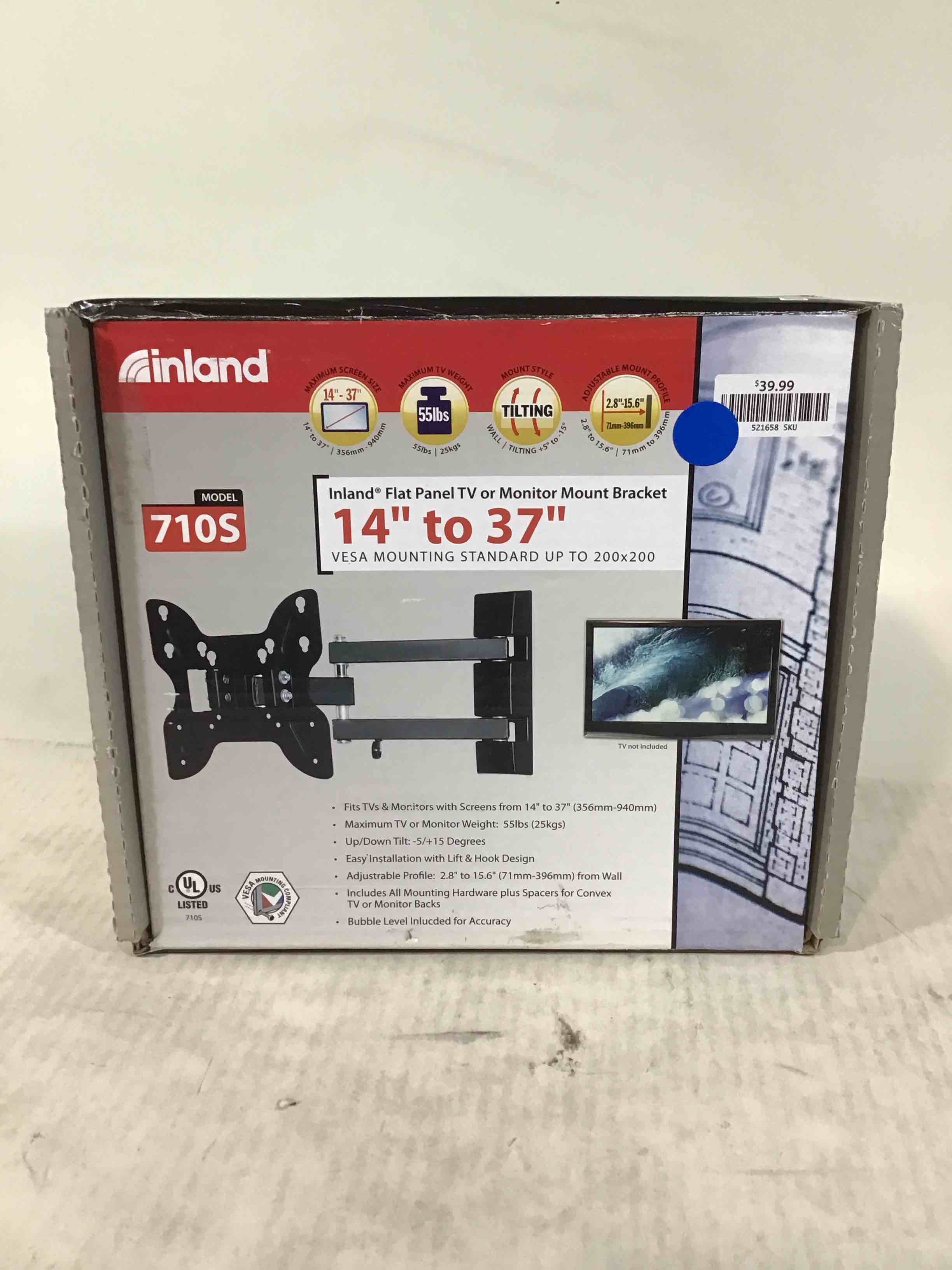 inland 14"-42" swivel tv/monitor wall mount 710s