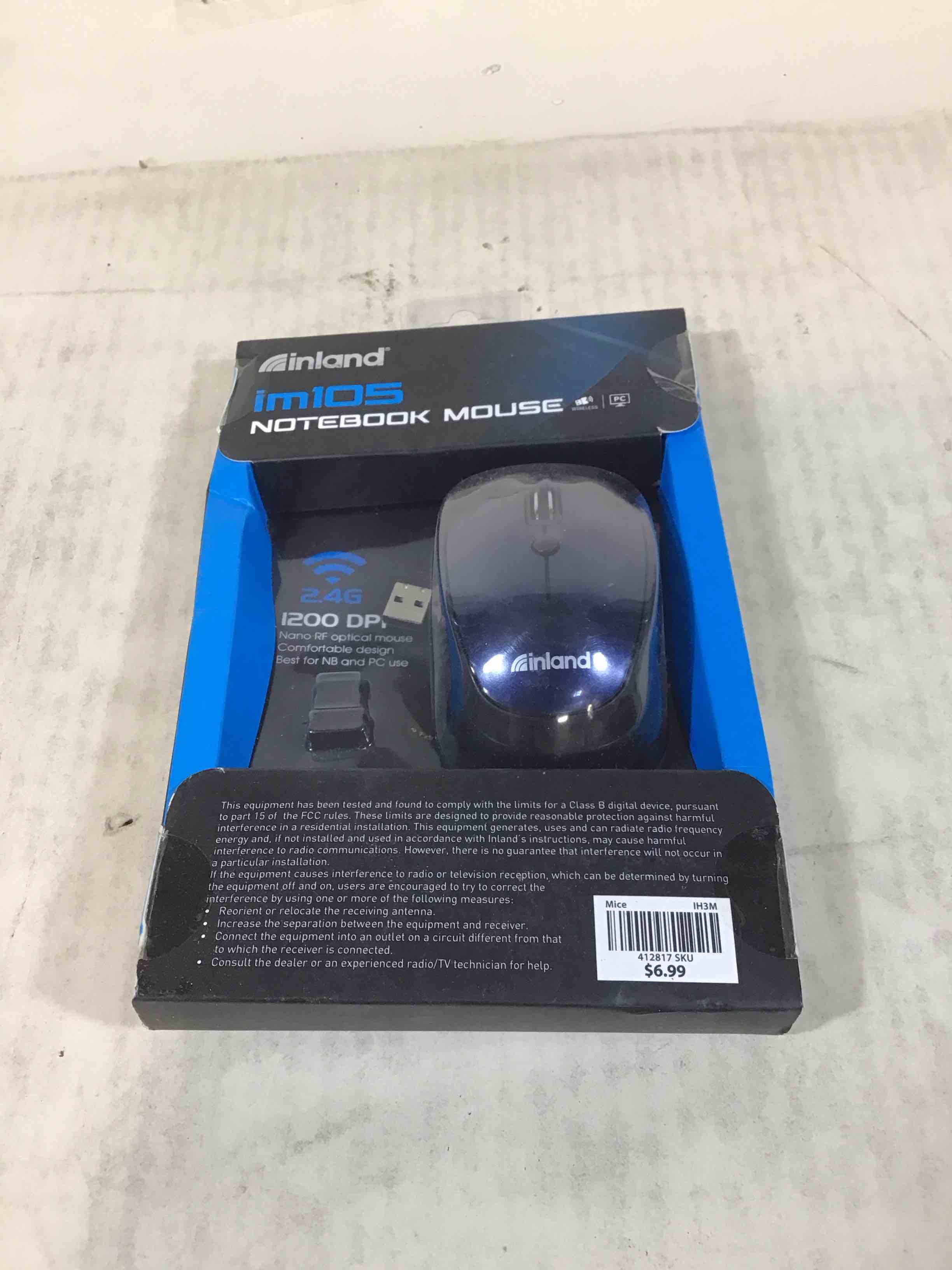 Inland 2.4ghz Wireless Optical 1200dpi Mouse, Blue Im105 Free Ship