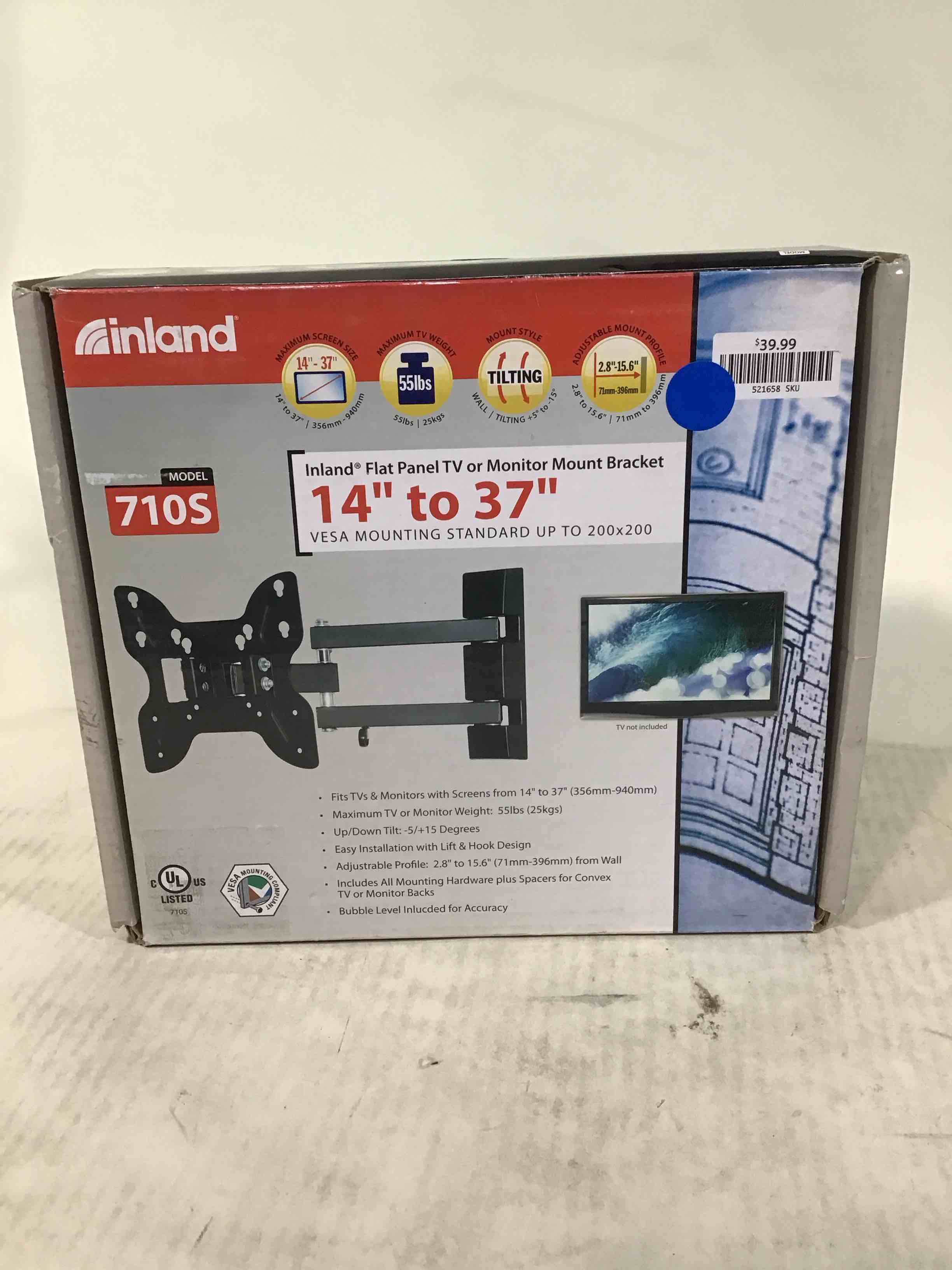 Inland 14"-42" Swivel TV/Monitor Wall Mount 710S