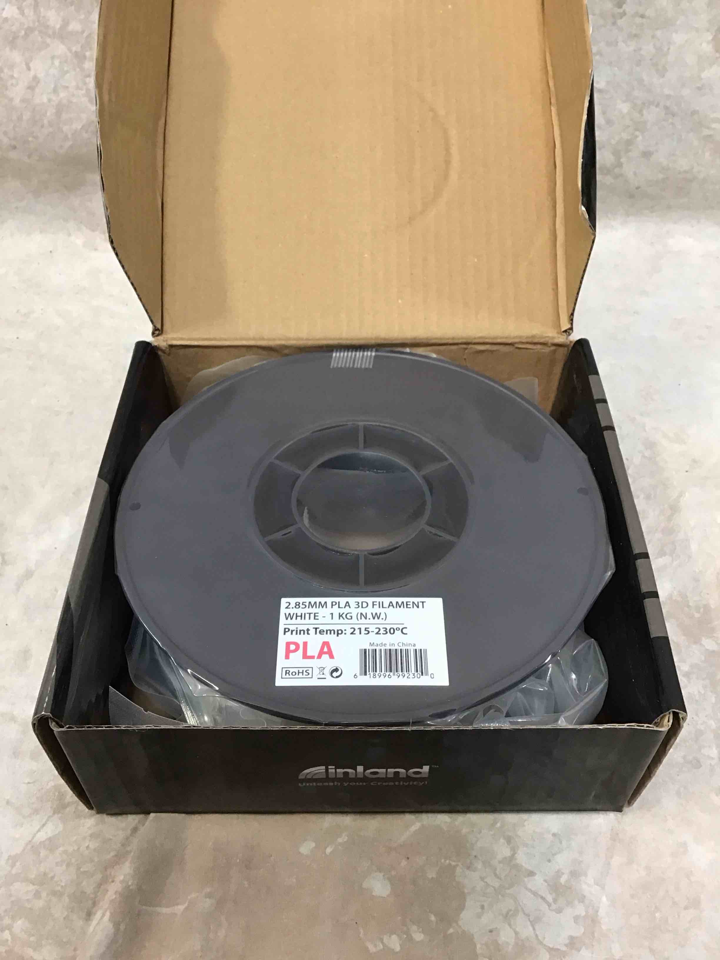 inland 3mm white pla 3d printer filament - 1kg spool (2.2 lbs)