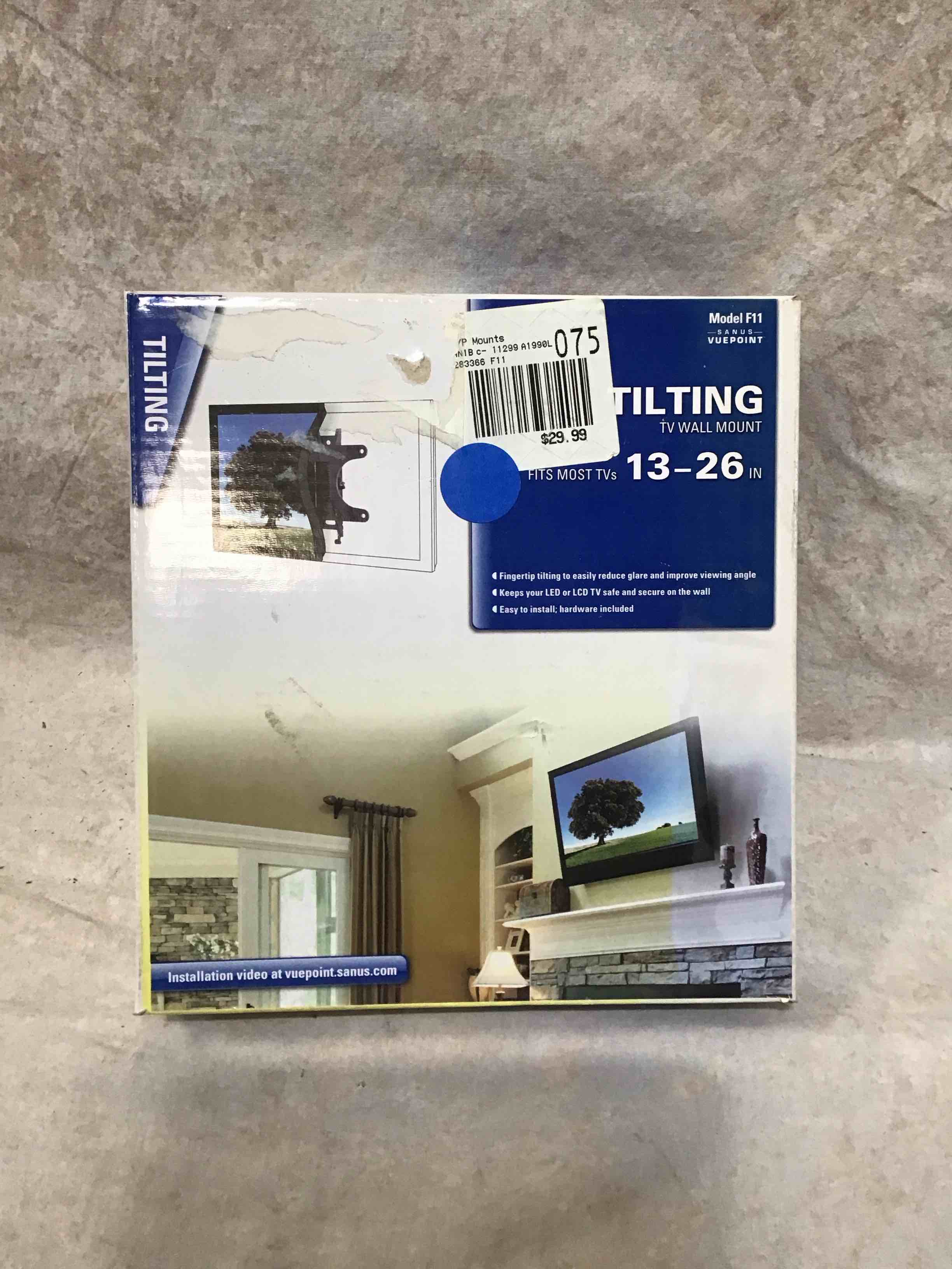 vuepoint f11 by sanus, tilting wall mount, fits most 13" to 26" flat-panel tvs