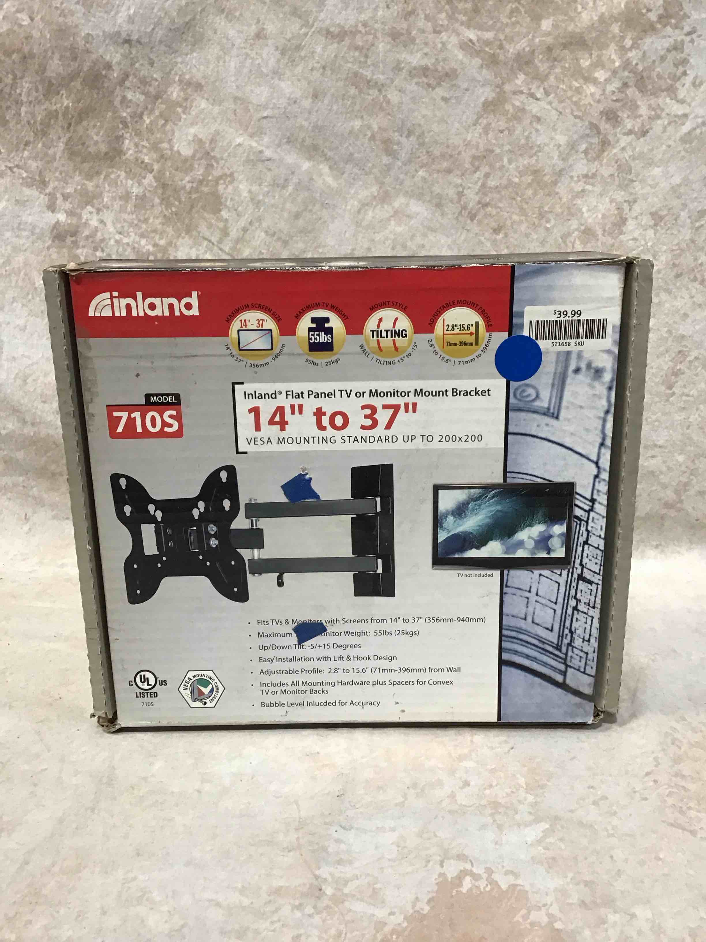 inland 14"-42" swivel tv/monitor wall mount 710s