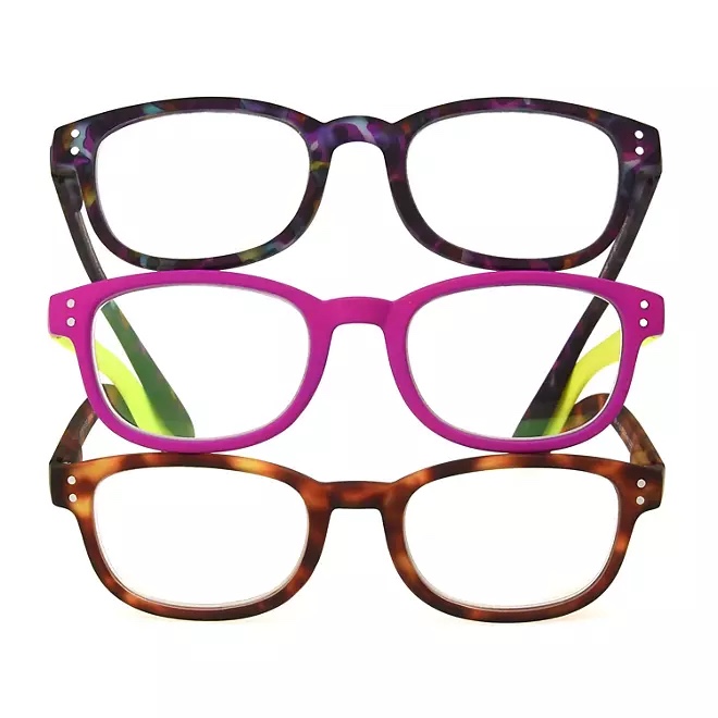 OPTIQUE Trifecta Square Reading Glasses (3 pack) +3.00