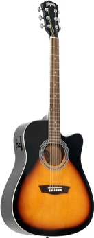 Washburn Vintage Series 6 String Acoustic-Electric Guitar, Right, Tobacco Sunburst (WA90CEVSB)