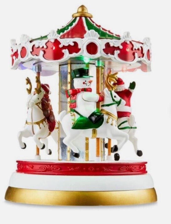 Holiday Time Christmas Village Animated Carousel 6" (NEW WITH TAG)